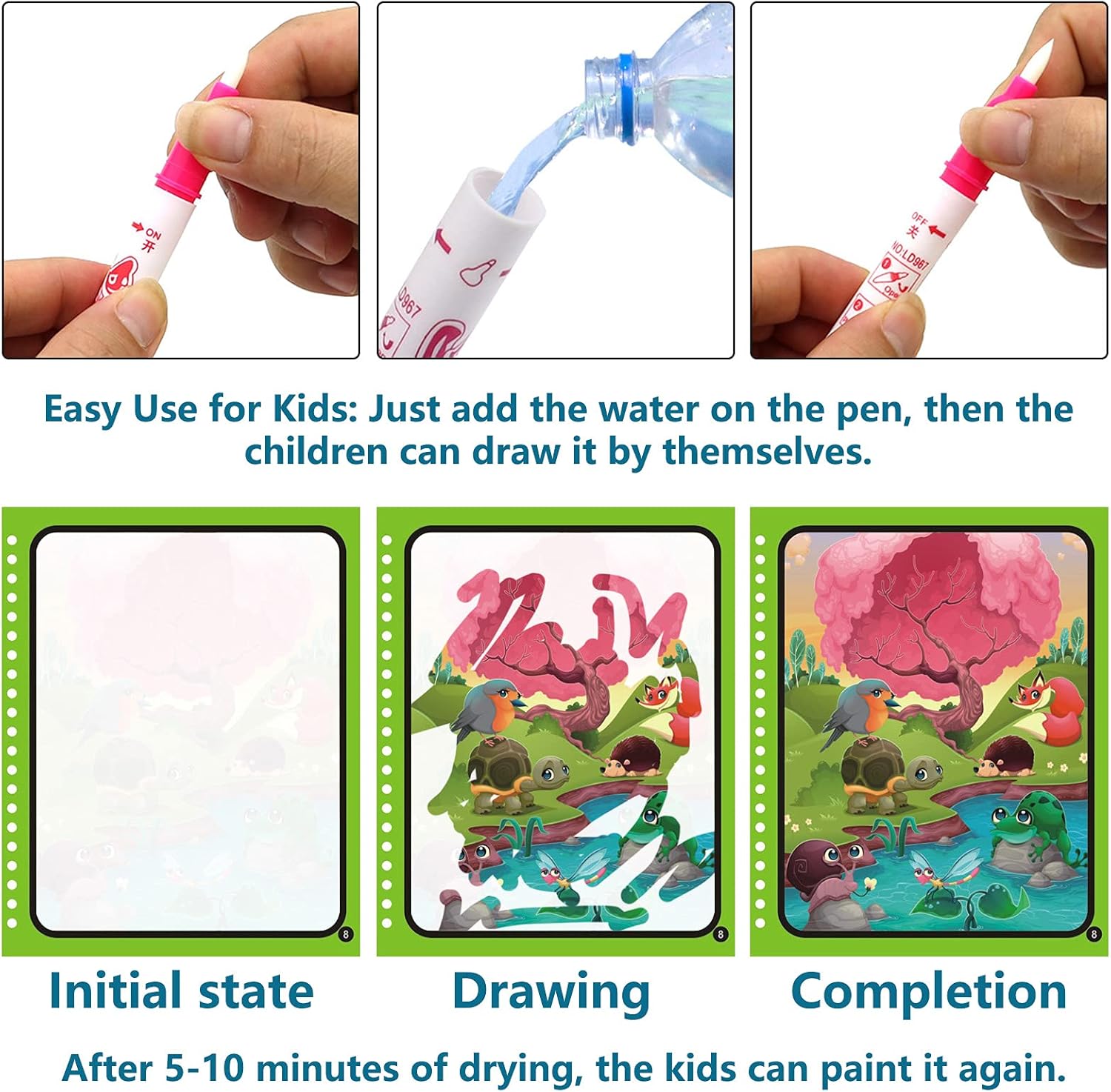 Download Buy Magic Water Coloring Book 4packs Coloring Book For Toddler2 4years Water Coloring Book Mess Free Coloring Book Books For 3 Year Olds Reusable Coloring Book Gift For Toddlers Magic Painting Water Paint Online In Vietnam B0948p9m8y