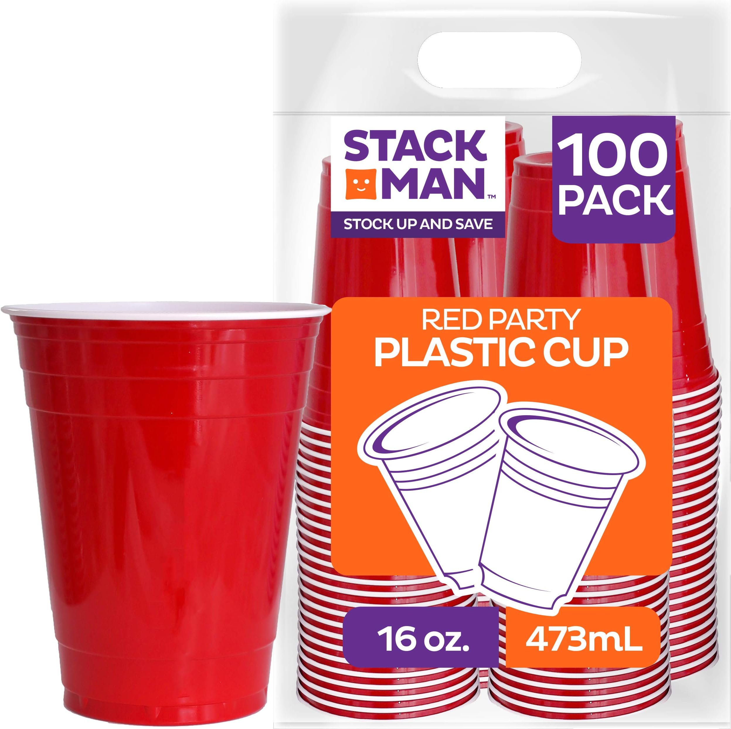 Amazon Brand Solimo 18 Ounce Disposable Plastic Party