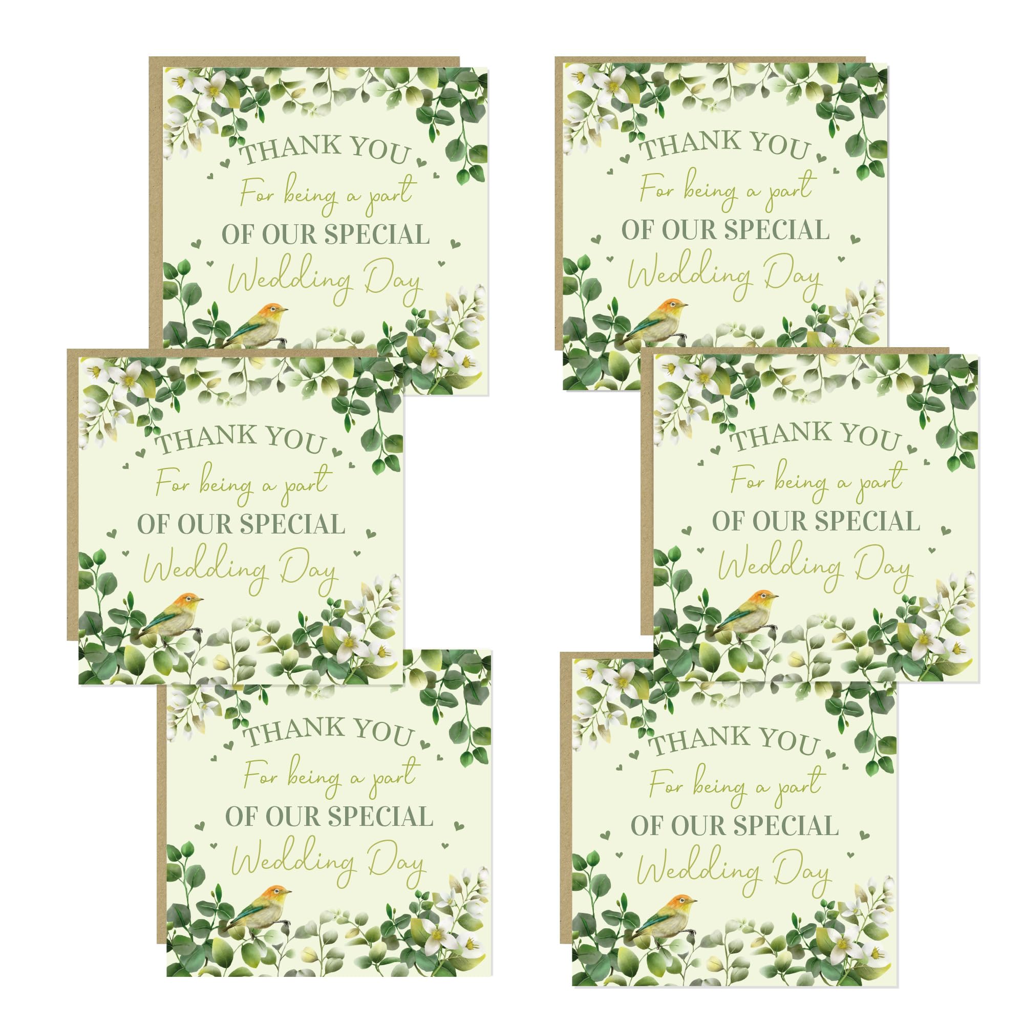 RED OCEAN Wedding Thank You Cards Pack of 6 with Envelopes Special Wedding Day Cards For Bridesmaids Flower Girl Page Boy Maid of Honour Thank You Card Set 145x145mm