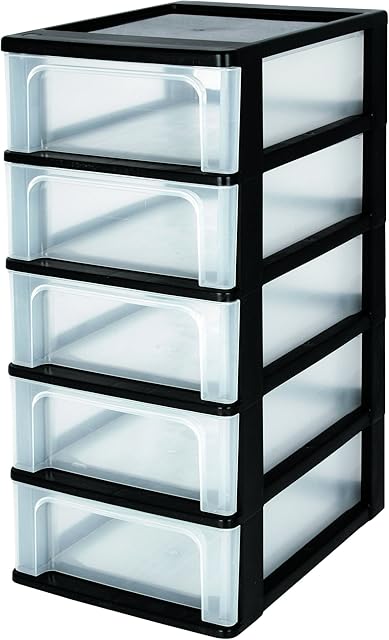 Iris Ohyama, Storage chest, Organizer, 5 drawers of 7 L, A4 size documents, see through drawers, office, living room - Organizer Chest OCH-2005 - Black
