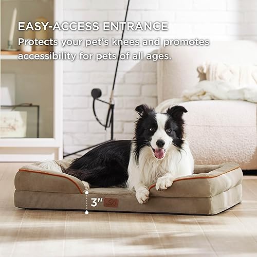 Vista 110 de Bedsure - Cama ortopédica mediana para perros, sofá cama impermeable para perros medianos, espuma de soporte con funda extraíble y lavable, forro