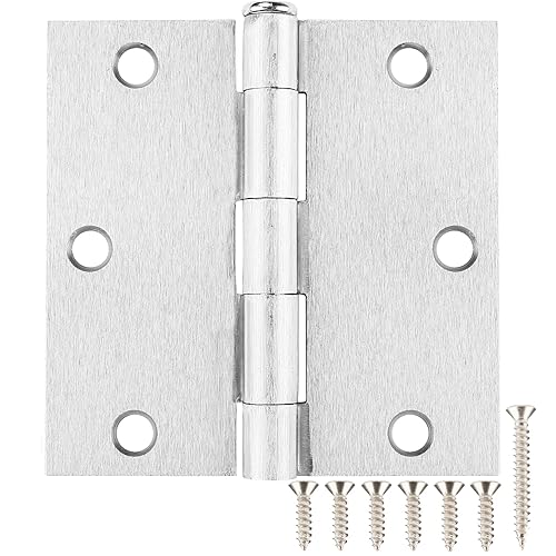 Brushed Nickel Door Hinges 3.5" X 3.5inch Square 12 Pack