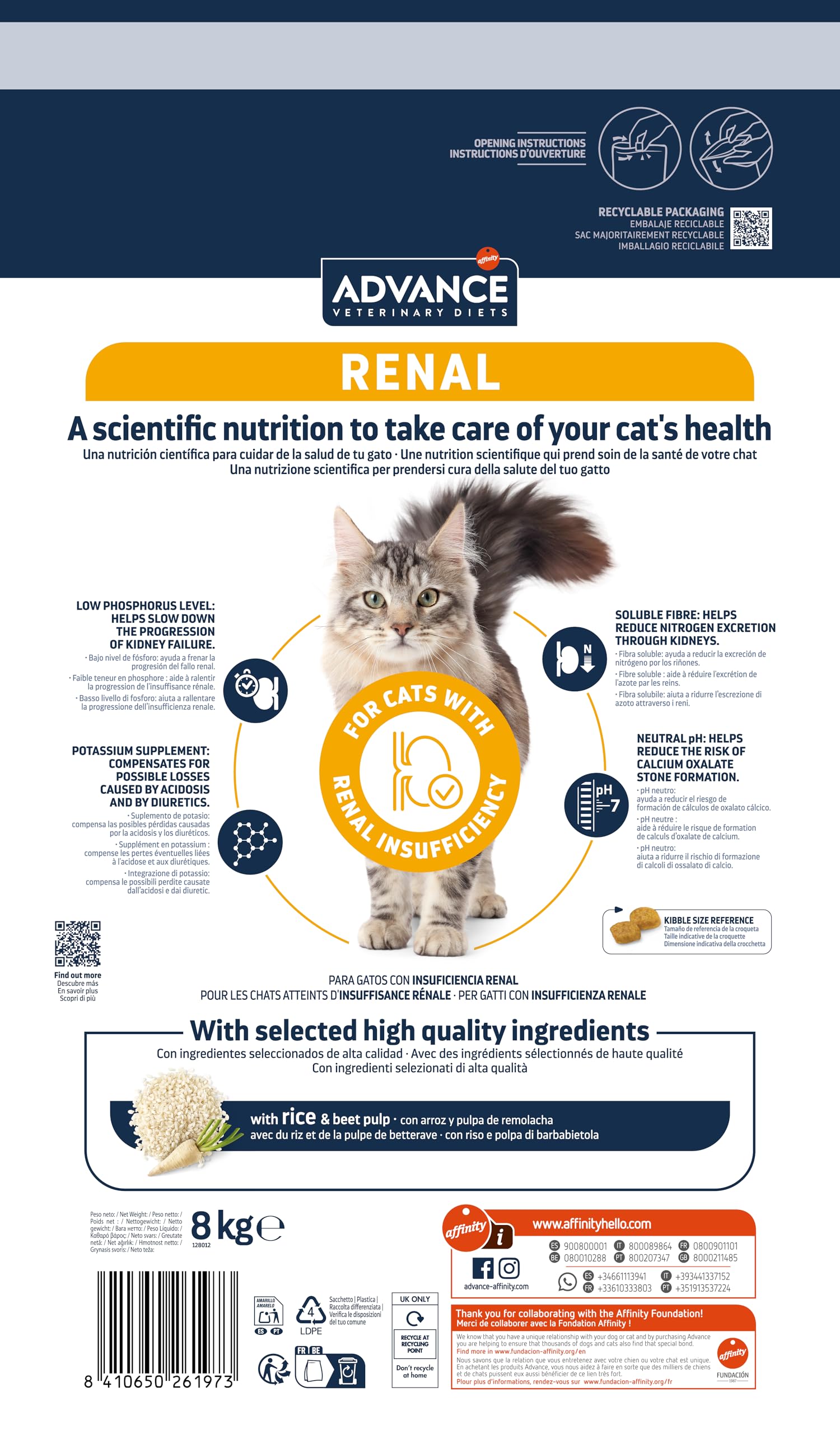 Advance Veterinary Diets - Renal - Cibo per Gatti con Insufficienza Renale - 8kg