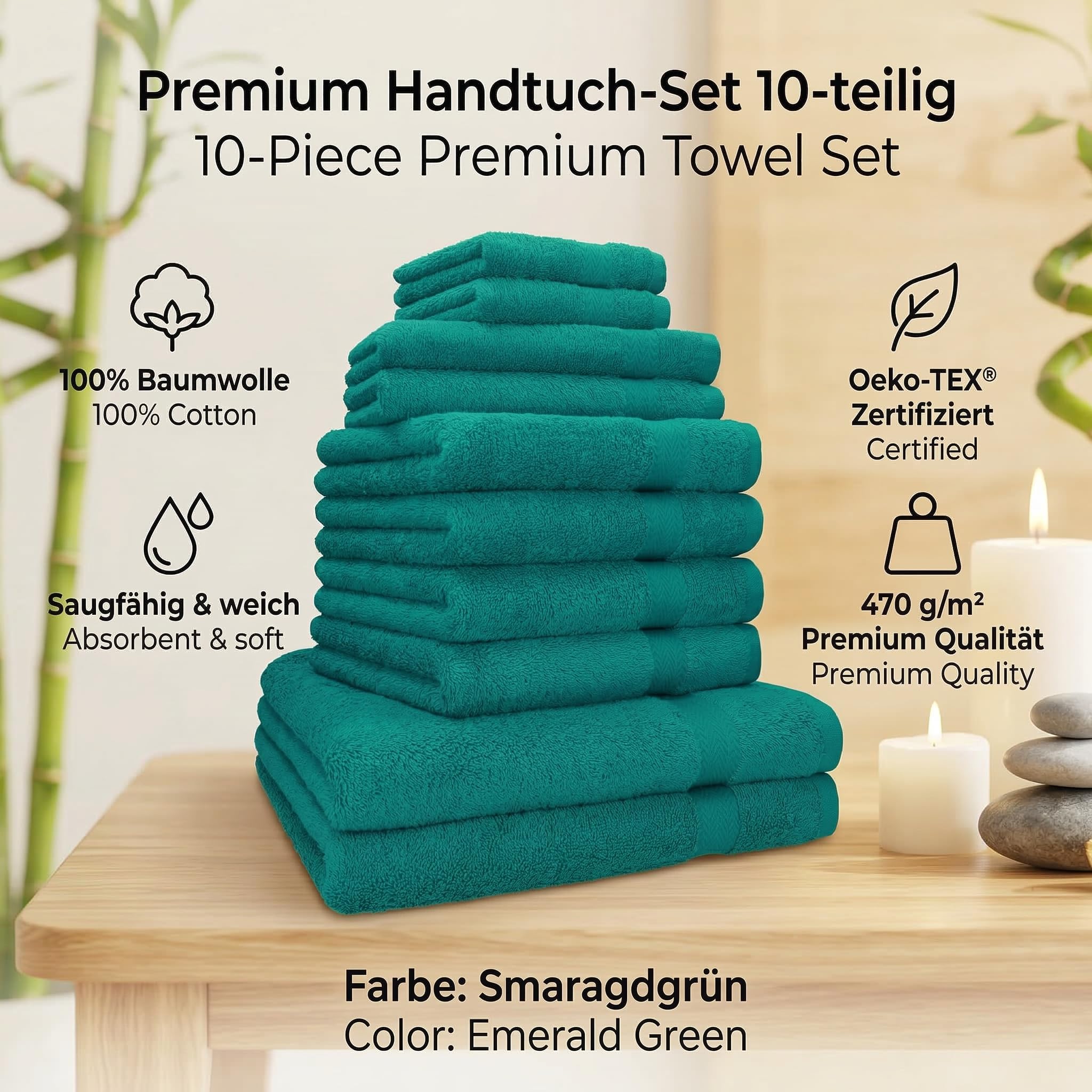 Betz Juego de 10 Piezas de Toallas Premium 100% algodón 2 Toallas de baño 4 Toallas de Mano 2 Toallas Invitados 2 Manoplas de baño Color