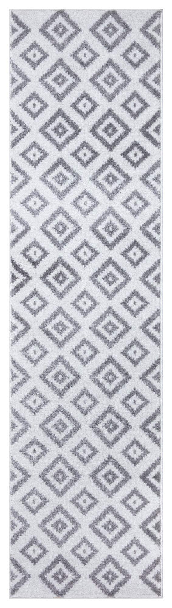 Home Looks White Hallway Runner, 60 x 230 Wool Runner Rugs for Hallway, Kitchen, Bedroom & Entryway, Abstract Stripes Carpet Runners for Hallways Non Slip Long Rectangular Rug, Soft and Comfortable
