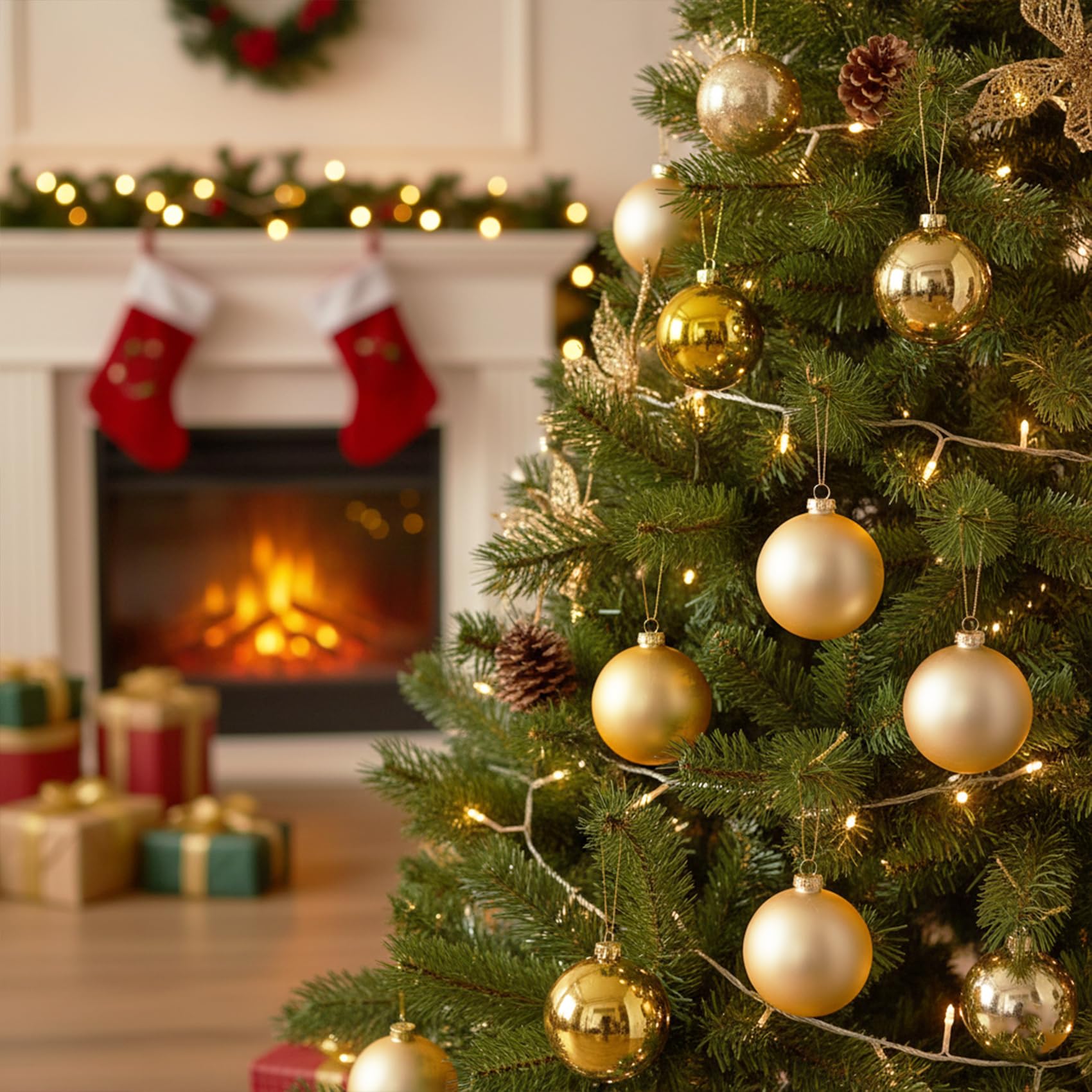12 grandi palline di Natale in vetro dorato, 8 cm, grandi ornamenti riempibili con glitter dorati, per albero di Natale, palline decorative per albero di Natale, palline decorative per artigianato
