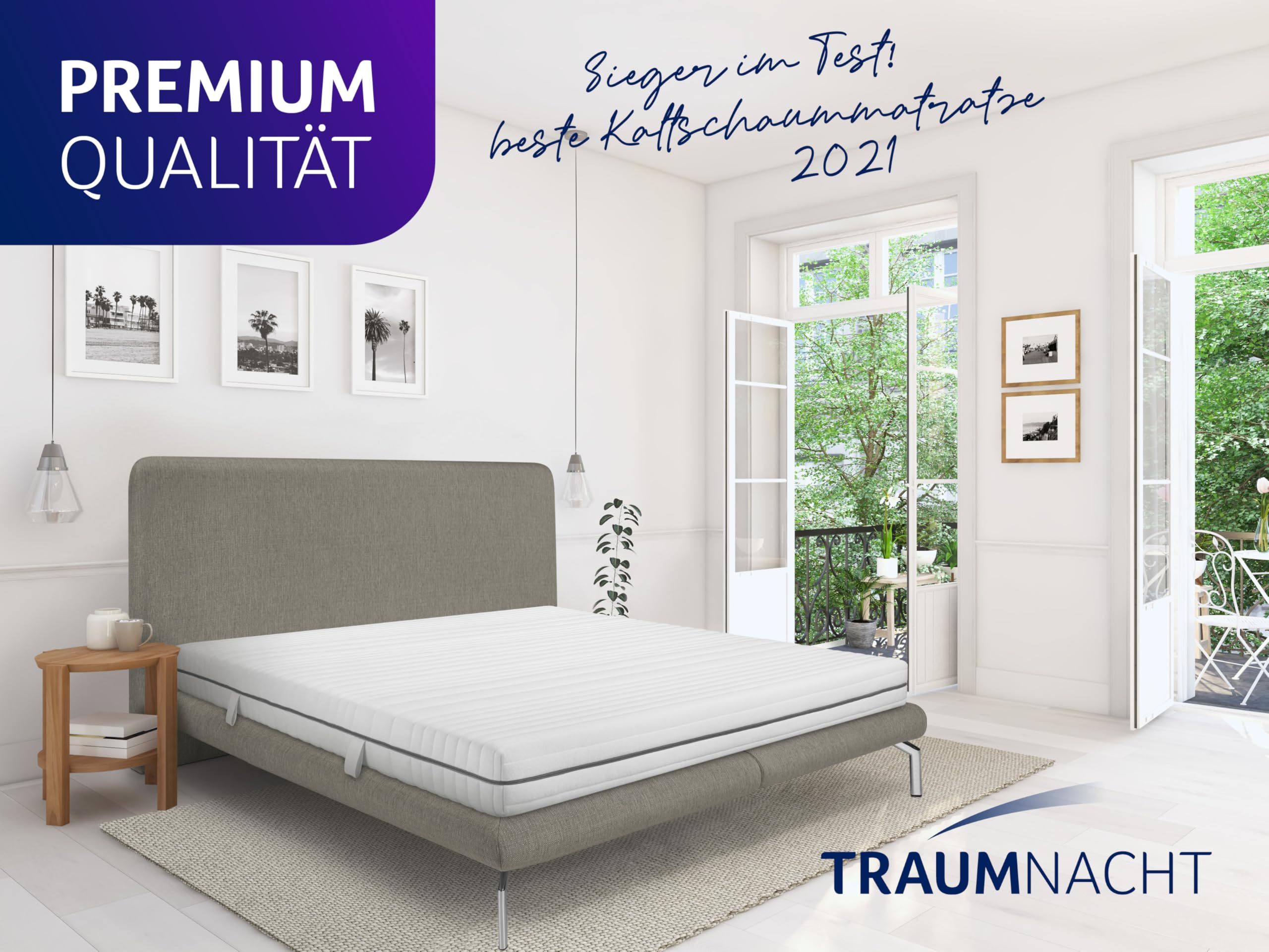 Traumnacht Komfort 7-Zonen 2 in 1 Duo Kaltschaummatratze, Testsieger Stiftung Warentest 03/2021 in 140er Größe, Öko-Tex zertifiziert, 90 x 200 cm, entwickelt in Deutschland