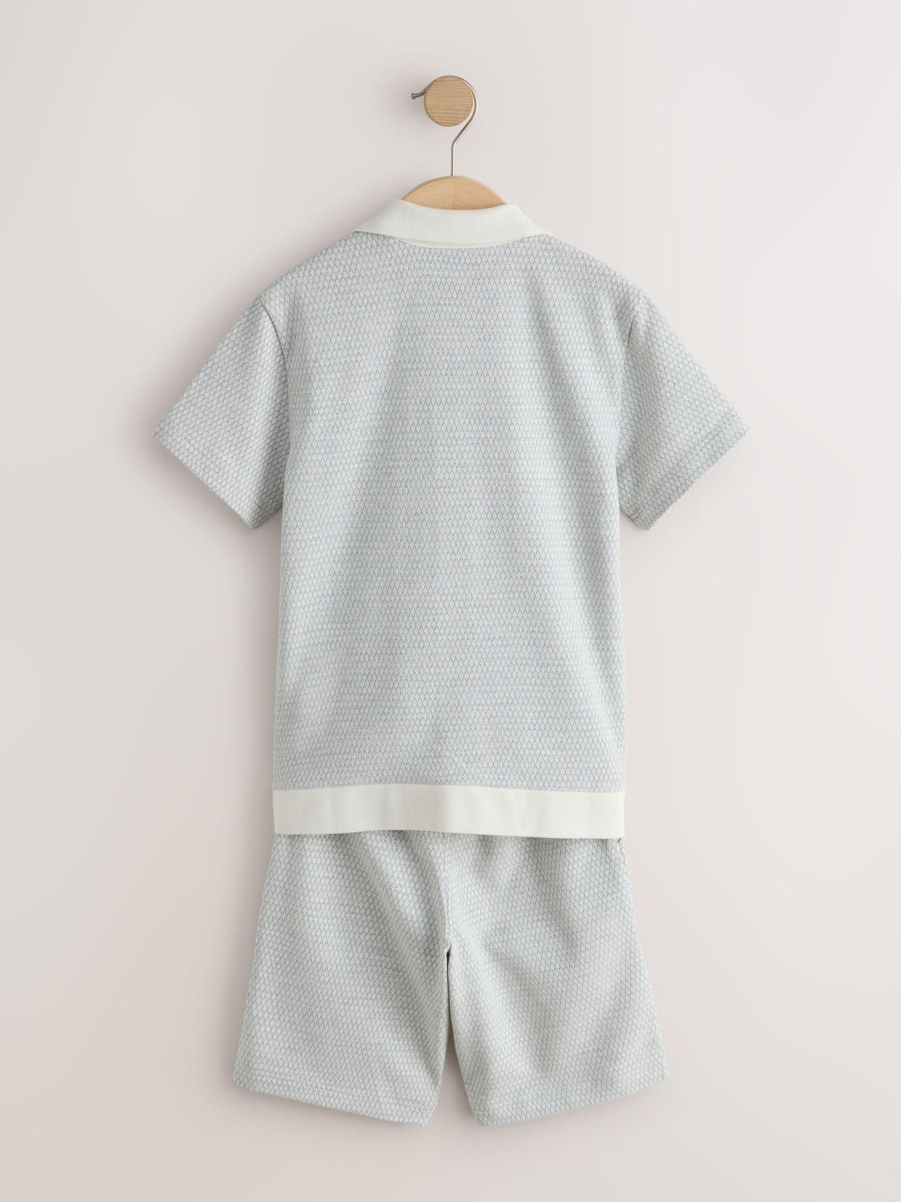 NEXT Jungen Durchgeknöpftes Hemd mit Revers und Shorts im Set