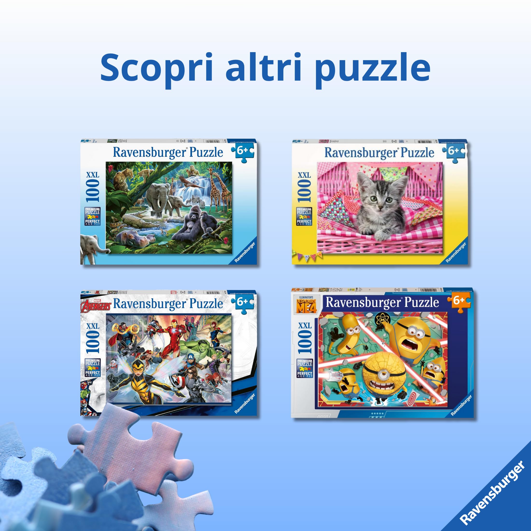 Ravensburger - Puzzle 100 Pezzi XXL Dinosauri, Idea Regalo per Bambini 6+ Anni, Gioco Educativo e Stimolante