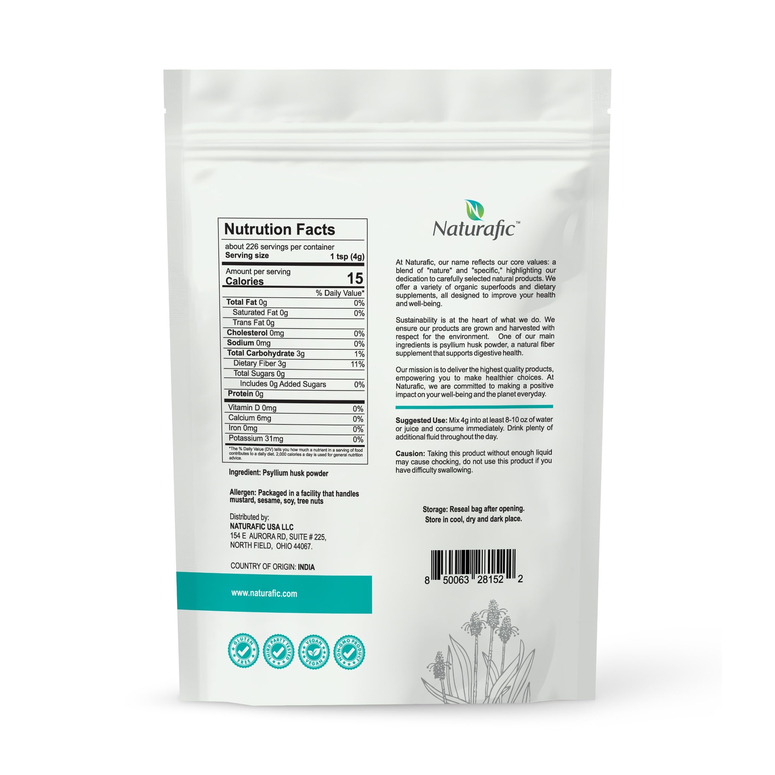 Psyllium Husk Powder Unflavored – Digestive Fiber Supplement for Bowel Regularity & Gut Health – Non-GMO, Gluten-Free, Vegan, Keto Friendly – 32oz — Amazon image 2