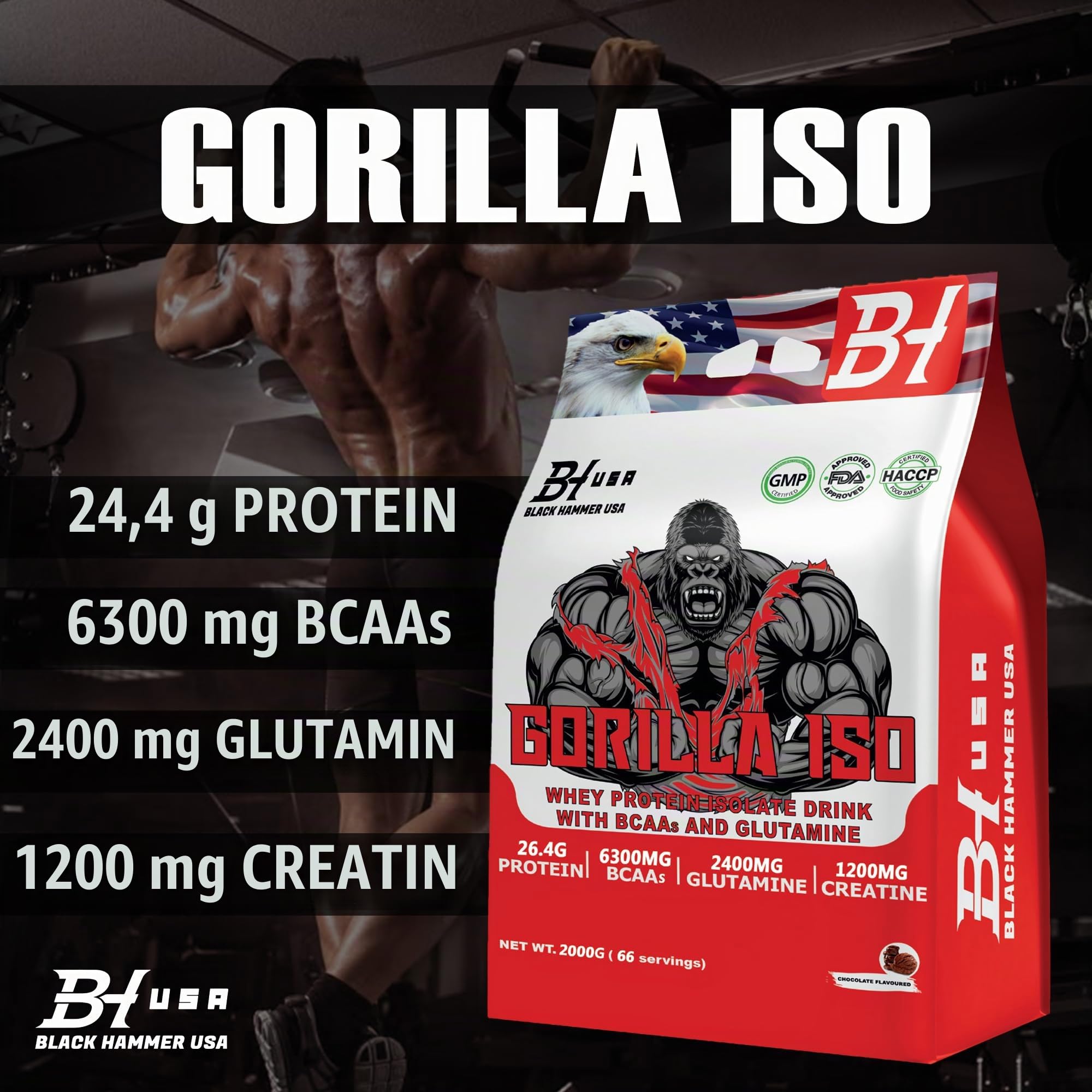 Isolate Whey Protein – 5K / 2K – Fast Absorption & Muscle Recovery (2000g, Schokolade)