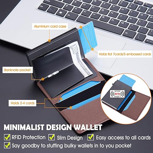 Miniatura 3 de YILANDI Billetera delgada para hombres con clip para dinero, tarjetero minimalista para tarjetas de crédito, bolsillo frontal con bloqueo RFID,