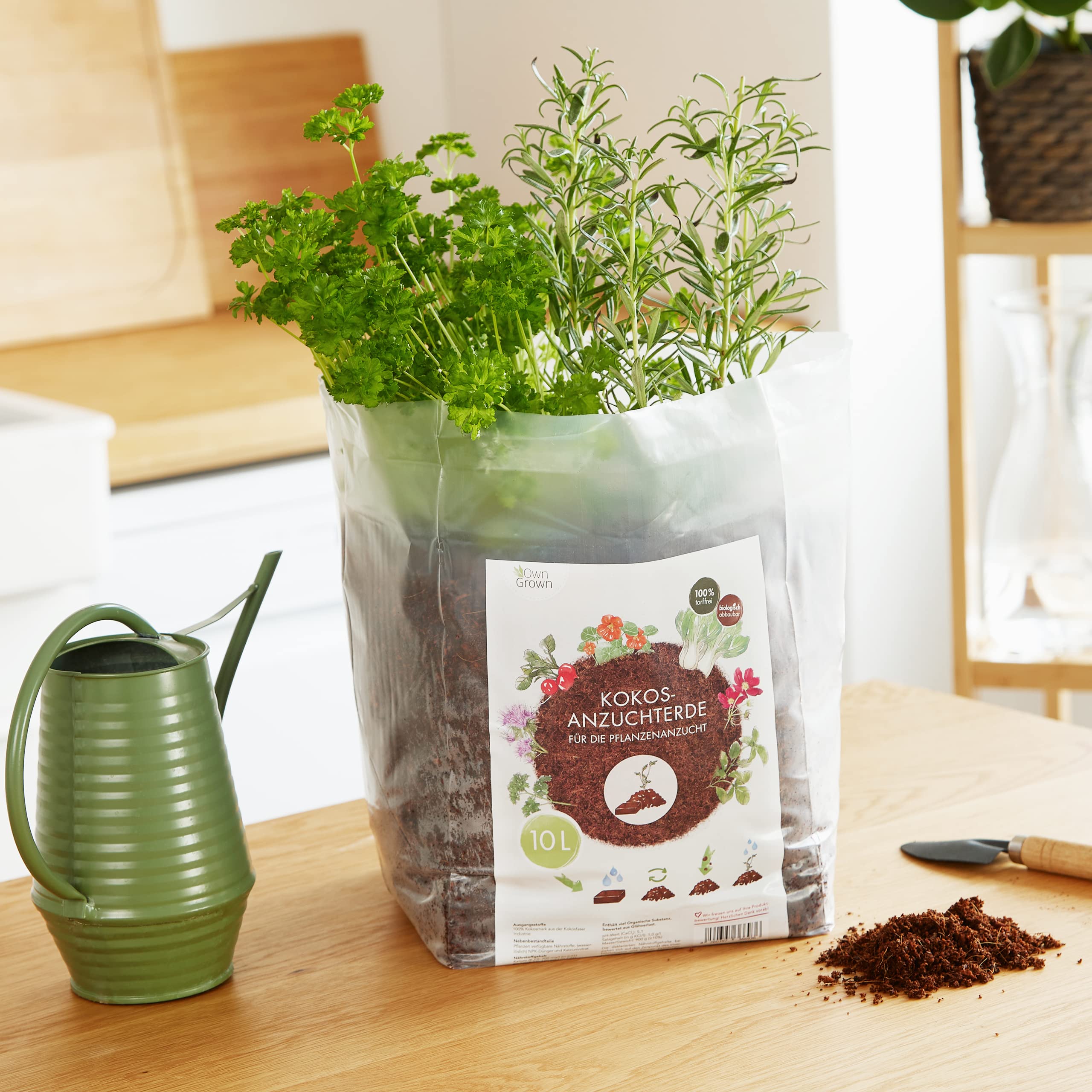 OwnGrown Terriccio Di Cocco 10L Con Nutrienti - Substrato Per Piante, Fiori E Ortaggi