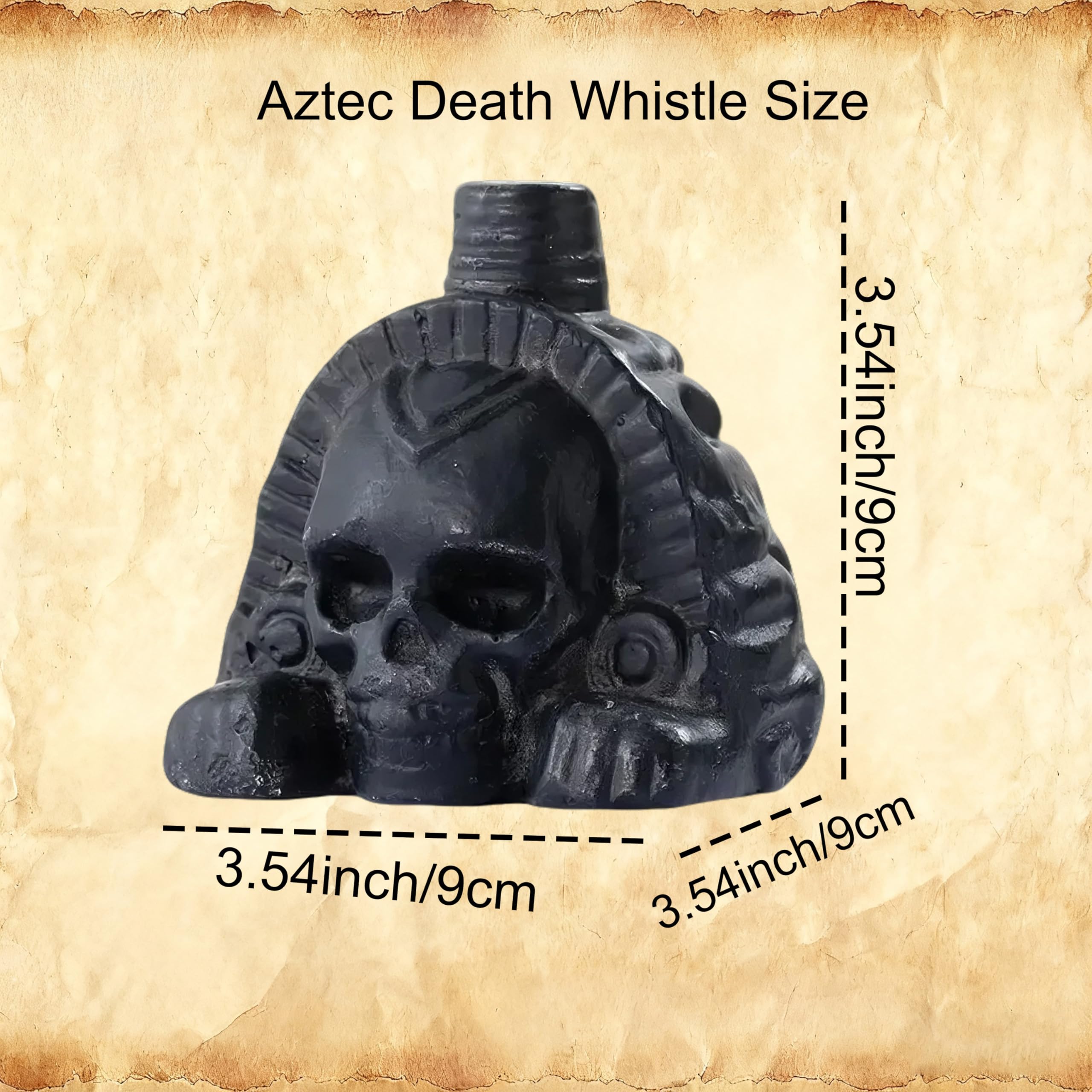 Silbato azteca de la muerte – Silbato de guerra con 125 decibelios, sonido humano auténtico y fuerte para Halloween y Día de Muertos (negro B)