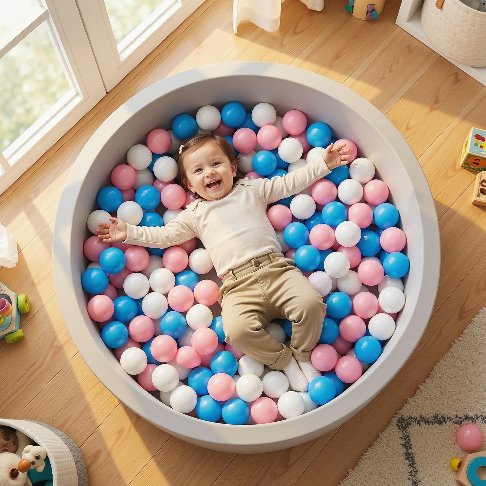 Wilwolfer Ball Pit for Toddlers: Foldable Baby Ball Pit, Round Soft Play Ball Pool, Foam Ball Pit For Baby, Soft Memory Foam - Image 2