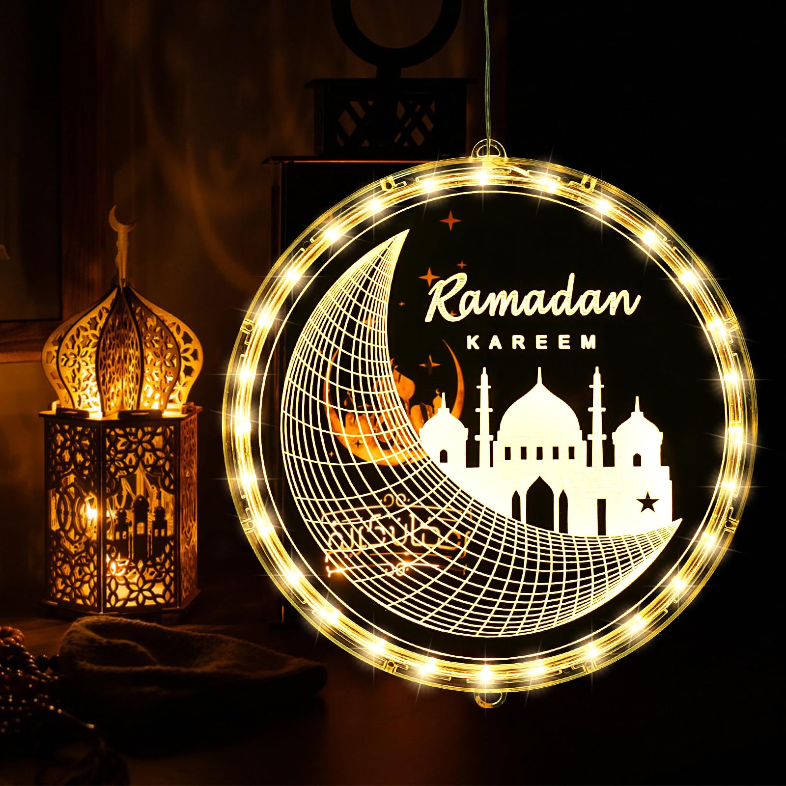 Luci Decorative Ramadan – 9,8 Ft, 20 LED A Forma Di Luna E Stella, A Batteria, Per Decorazioni Festa