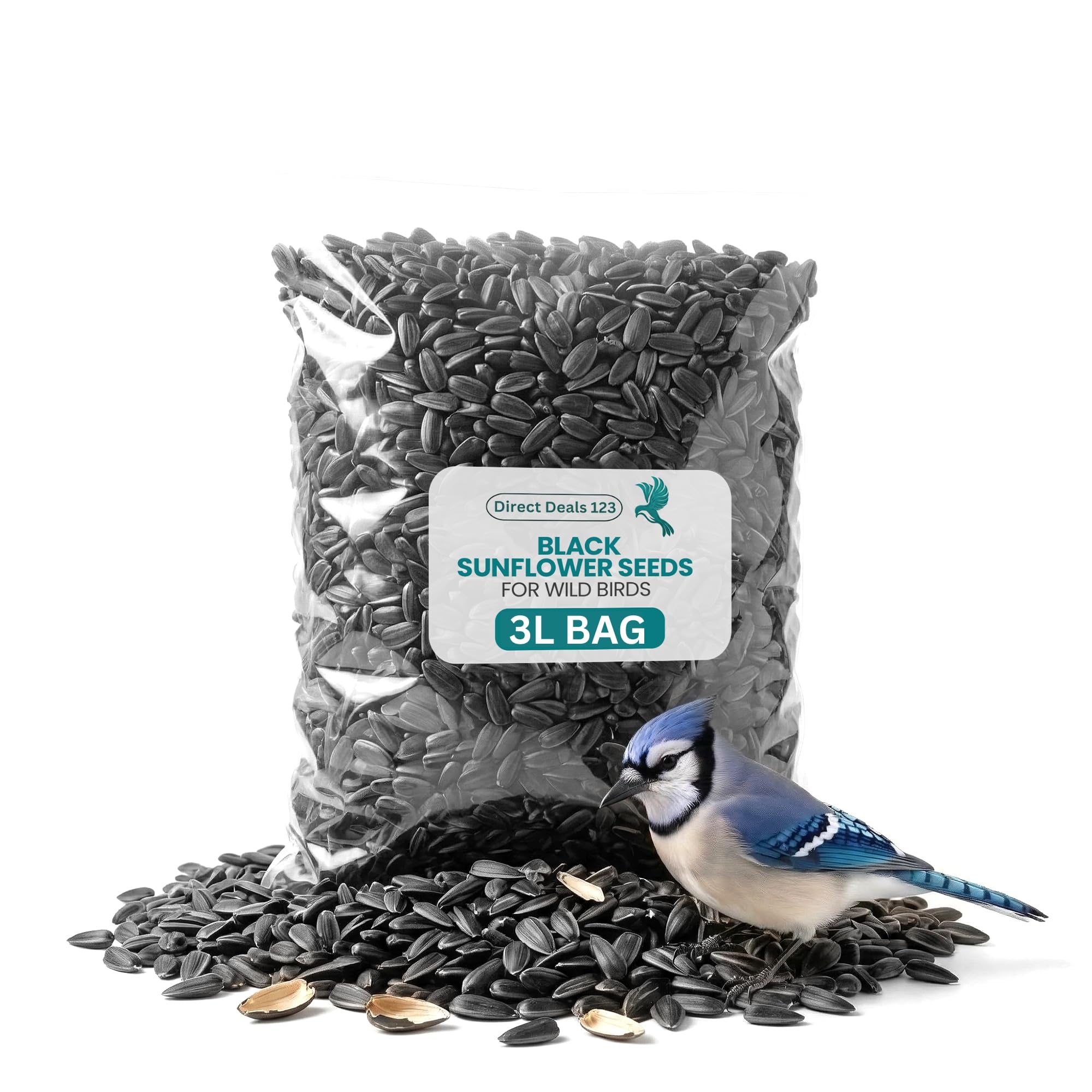 (3L BAG) Black Sunflower Seeds for Wild Bird Food Premium High Oil Natural No Husk Clean Bird Feed for Outside Garden Parrots Sparrows Daily Nutrition Protein Rich Seed Mix Pack — image 1