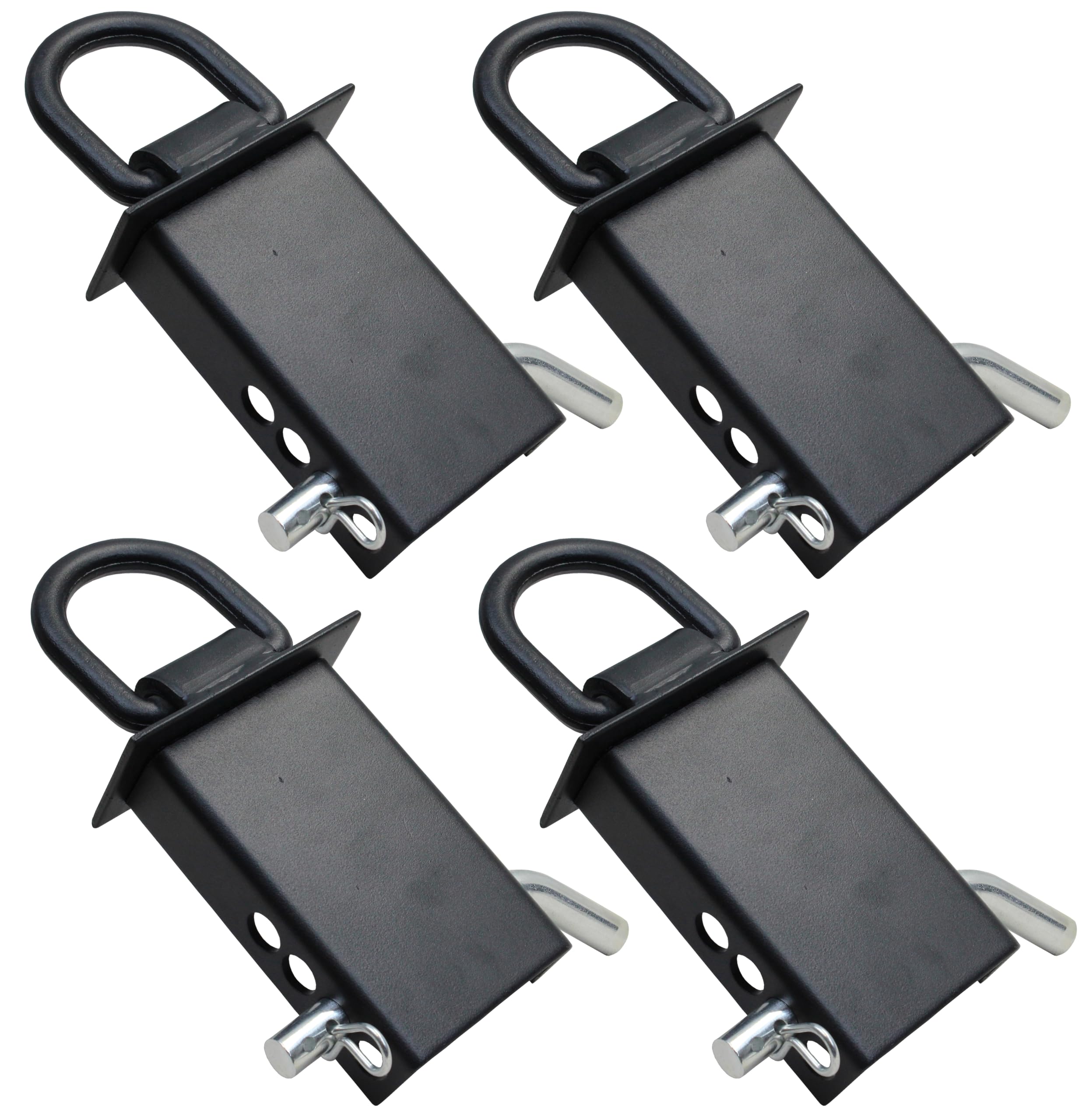 Lot de 4 poches pour piquets de remorque robustes et réglables avec anneau en D et 4 trous de réglage, poche amovible en D pour camions à plateau