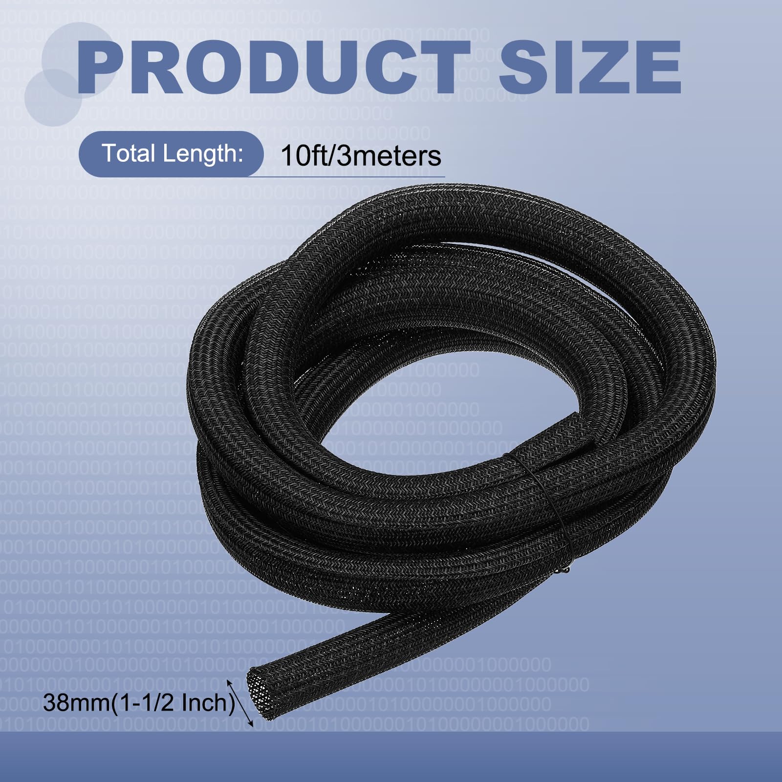 QUARKZMAN Funda Trenzada Autocierre De 1-1/2" 3 M Negro con Abertura