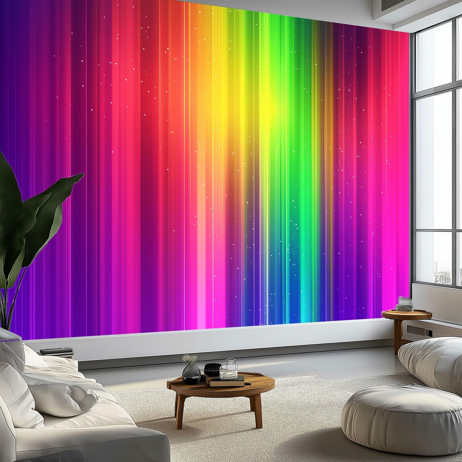 Tapeta Dream Rainbow Stripes Fototapety, kolorowa sztuka ścienna fototapeta, 400 x 280 cm (szer. x wys.) panoramiczny mural sztuka ścienna do salonu sypialni pokoju dziecięcego korytarza