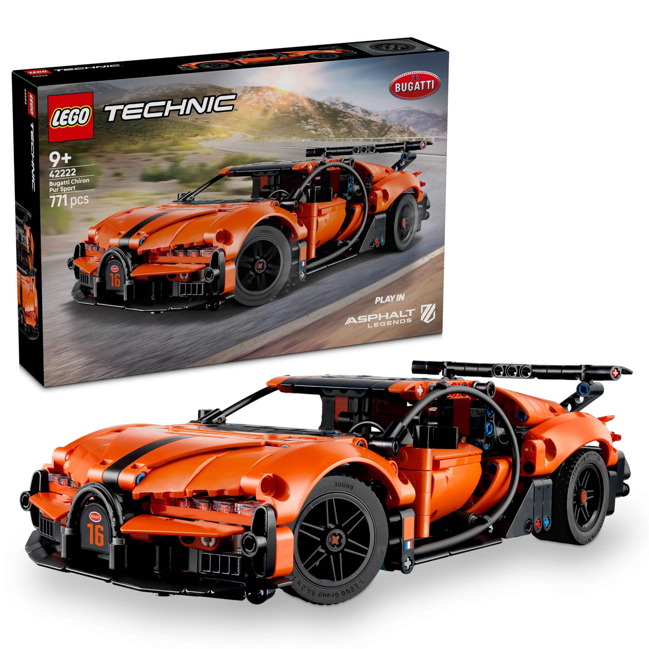LEGO LEGO Technic Bugatti Chiron Pur Sport Hypercar Toy - Race Car Model Kit w/a W16 Engine, Steering & Opening Doors - Gift for 9+ Y