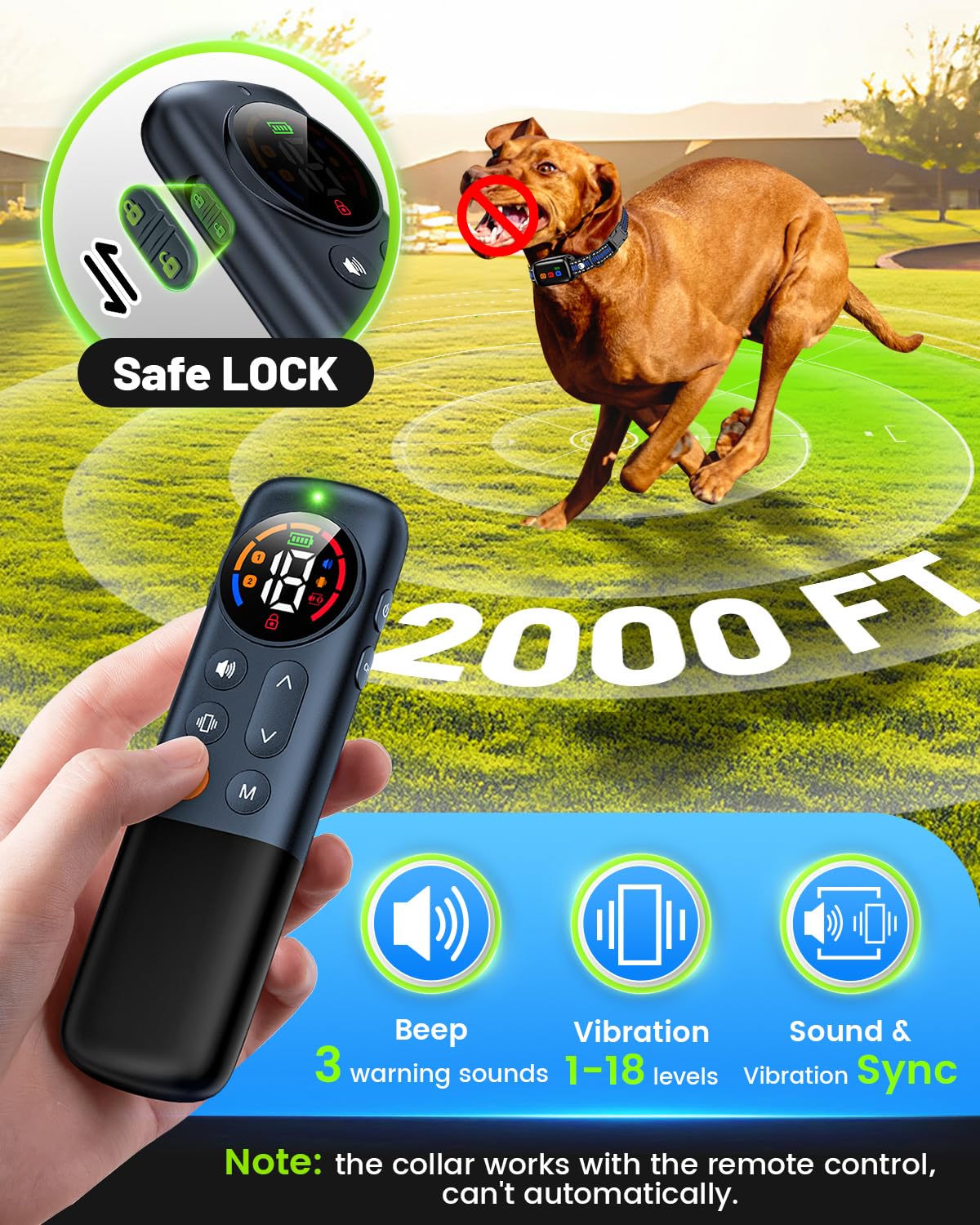 Dog Training Collar with Remote, Anti Bark Collar for 10-120lbs Small Medium Large Dogs, Waterproof, Blue, Adjustable - Image 4