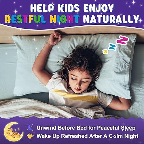 Miniatura 4 de Gomitas de glicinato de magnesio para niños mayores de 4 años y citrato de magnesio, suplemento de magnesio sin melatonina para niños con L-teanina,