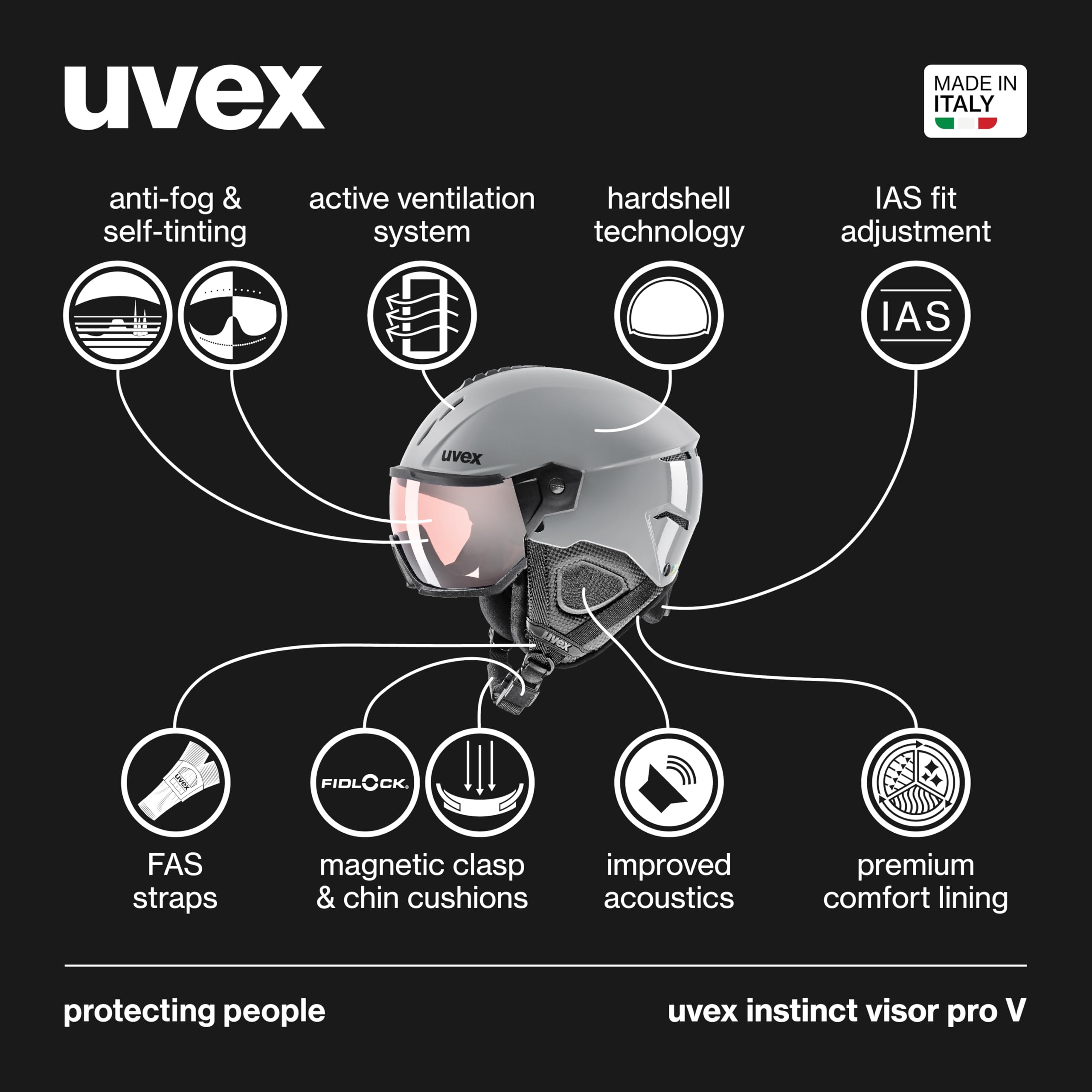 UVEX INSTINCT VISOR PRO V GREY M 59-61
