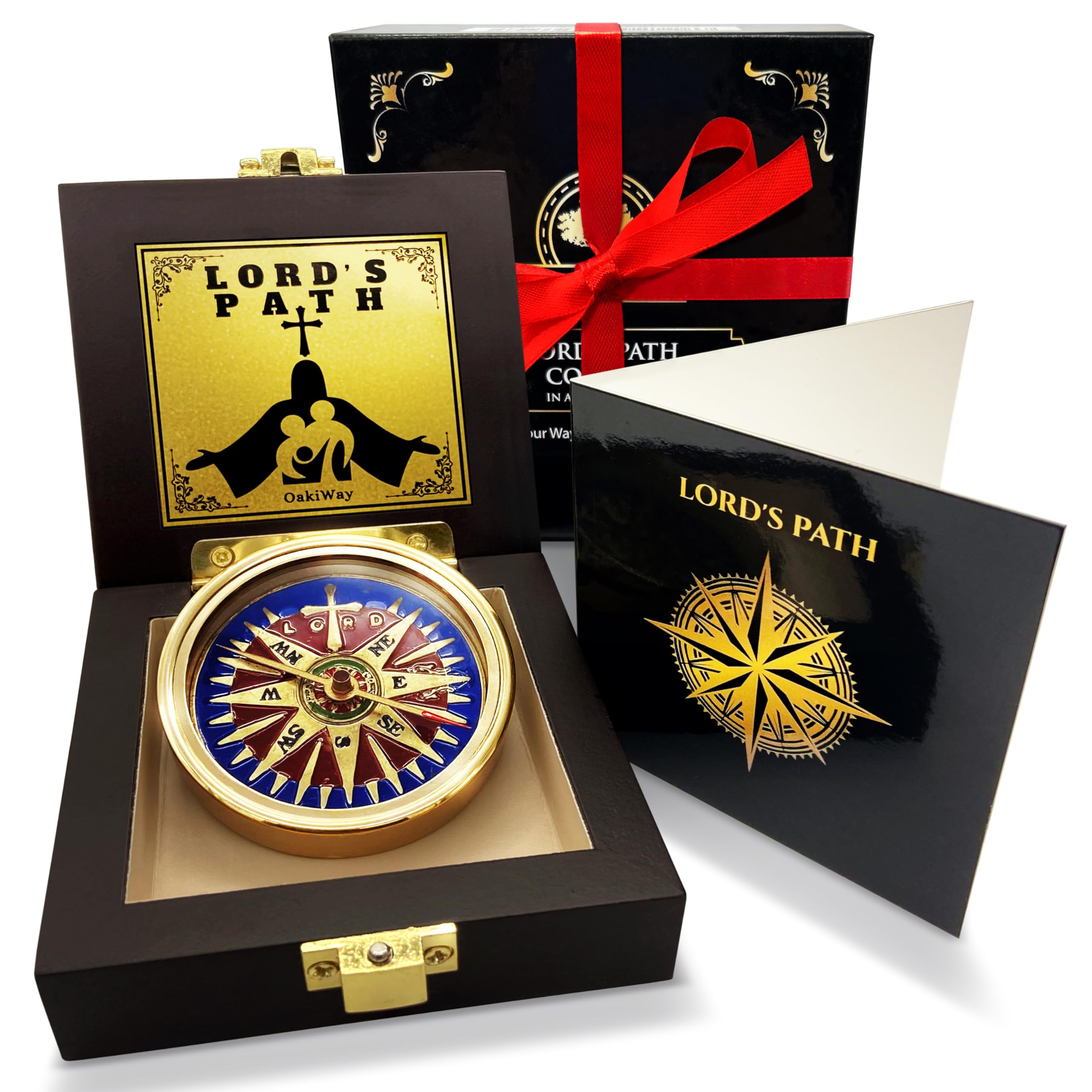Lord's Path Compass – Baptism | Communion & Confirmation Gift for Teenage Boys | Christening, Catholic, Religious Graduation Gifts for Men – Greeting Card Included
