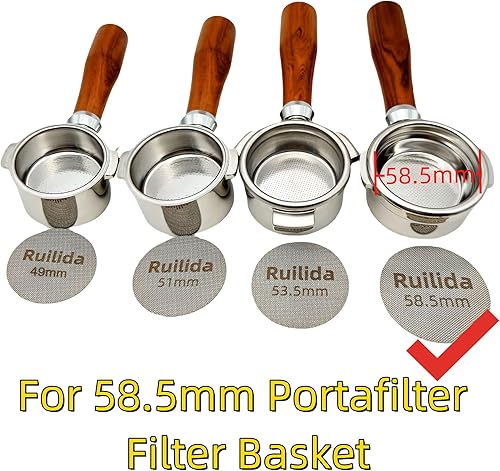 Miniatura 2 de Paquete de 2 pantallas de disco de espresso de 2.303 in, reutilizable, 0.067 in de grosor, 150 m, acero inoxidable 316, filtro de café profesional