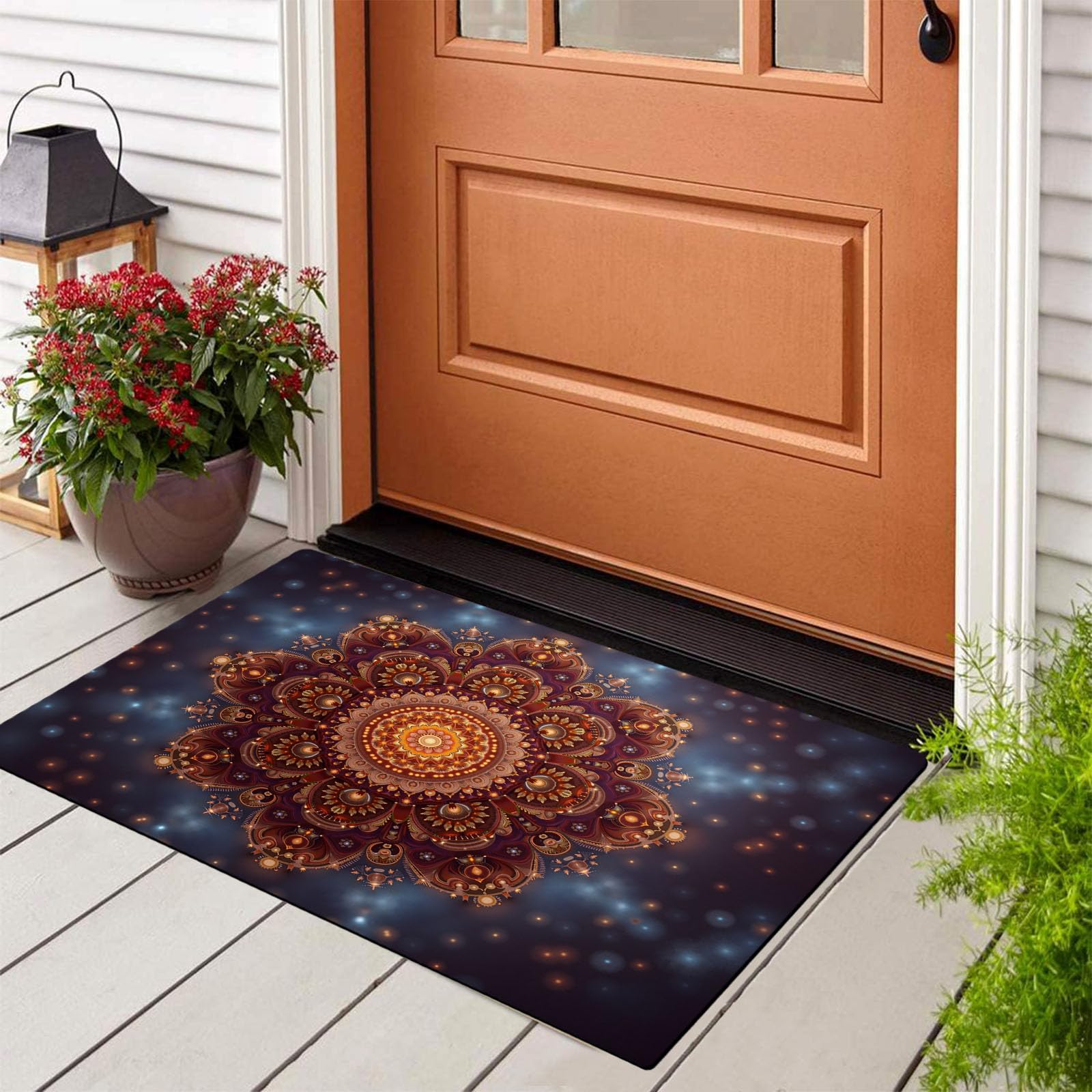 Paillasson entrée lavable orange doré absorbant grand format 60x90