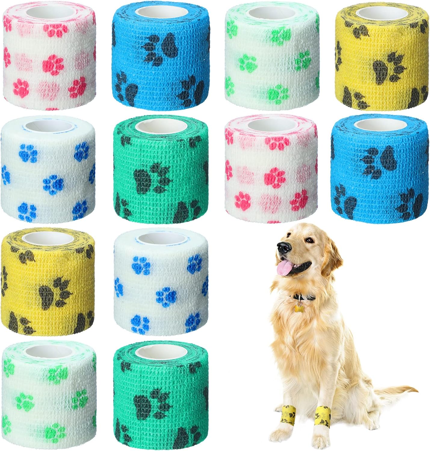 12 Pack Self Adhesive Bandage Wrap 2 Inch x 5 Yards Vet