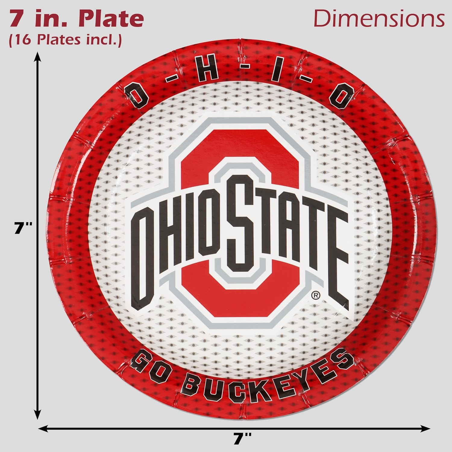 Havercamp Ohio State University Party for 16! Set includes 16 Appetizer Plates & 16 Party Napkins. Feature Brutus at your Buckeye Tailgate, Football Party, Birthday or University event (Pack of 2)