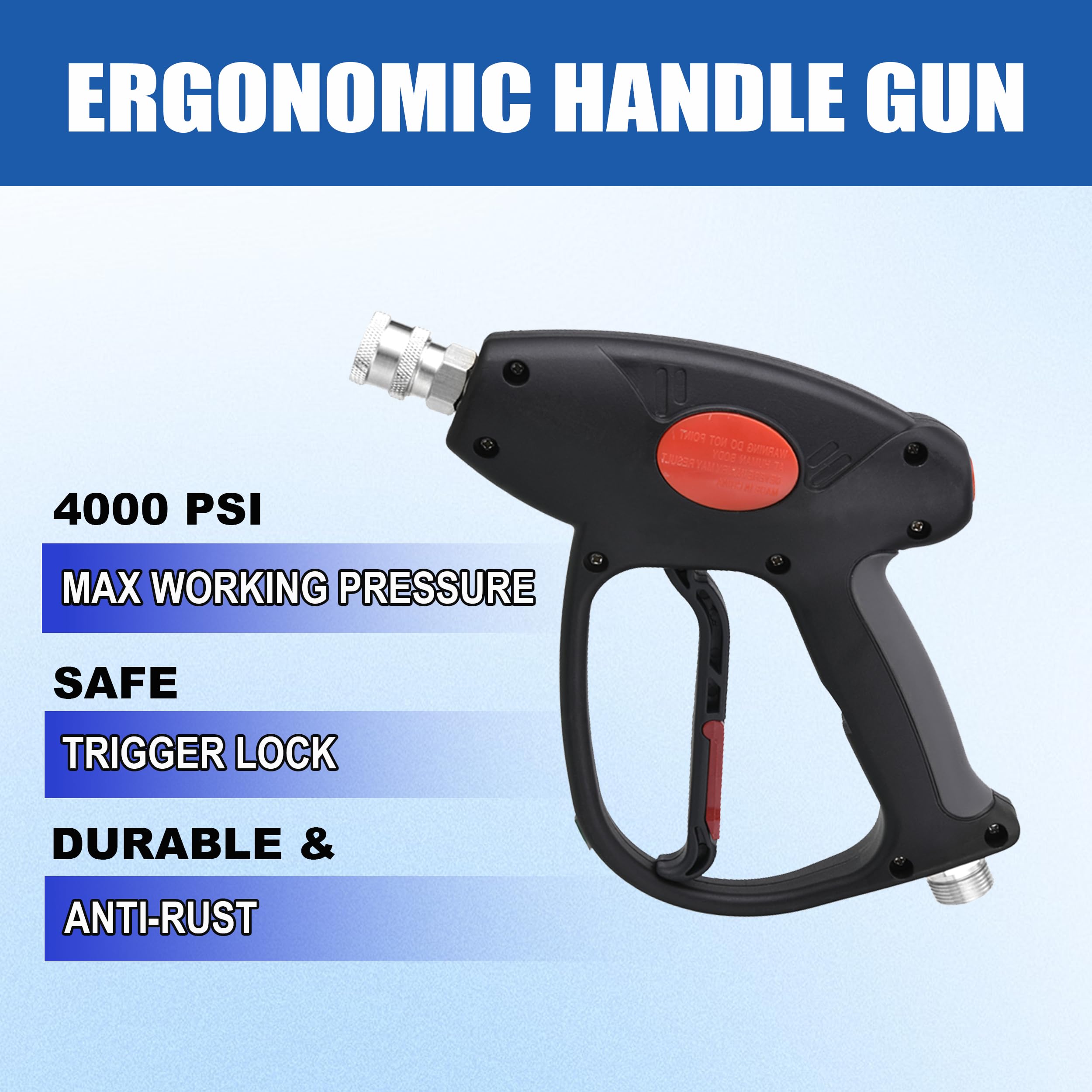 M MINGLE Pistola idropulitrice ad alta pressione, bacchette di estensione e asta curva a 30 gradi per aree difficili da raggiungere, raccordo M22 15 mm o M22 14 mm, 5 punte ugello, 4000 PSI