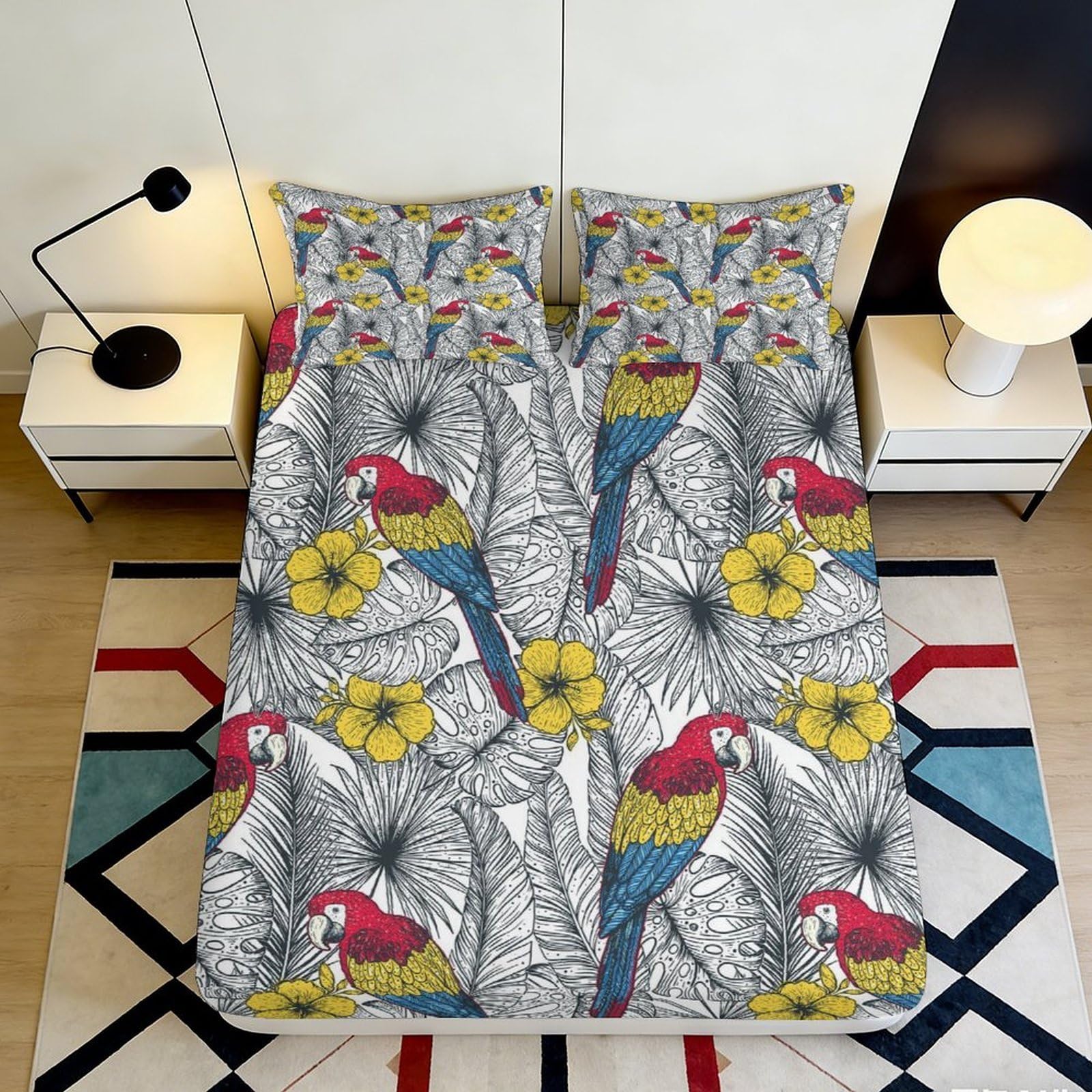 3D Printed Carnival Mask Fitted Sheet Microfiber Deep Pocket Non-Slip Bedroom Bedding Mardi Gras Mattress Fitted Cover Washable 180x200x25cm