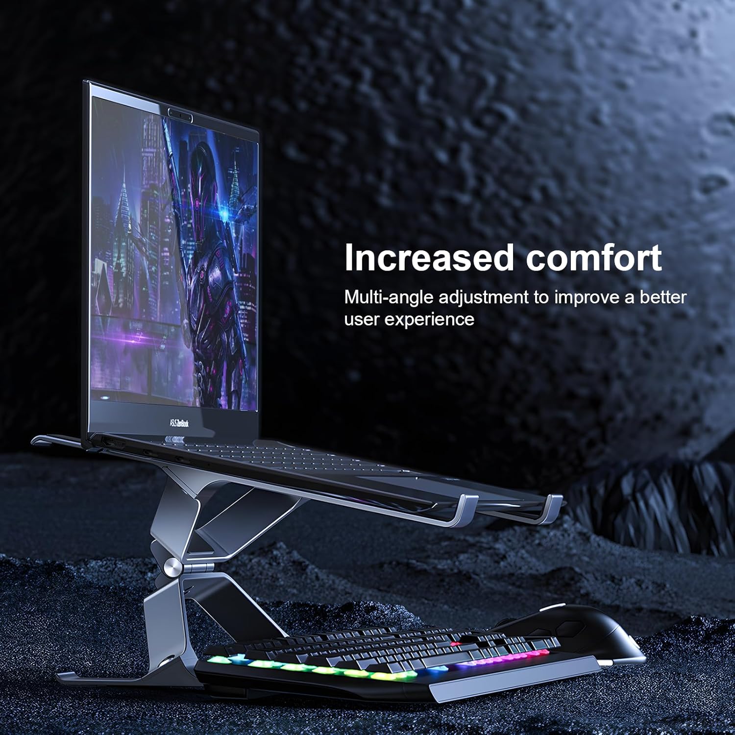 Adjustable Laptop Stand for Desk, Portable Laptop Riser, Ergonomic Computer Notebook Holder for MacBook Pro Air, Dell XPS, HP, Lenovo (13.3-17.3'') (Gray)