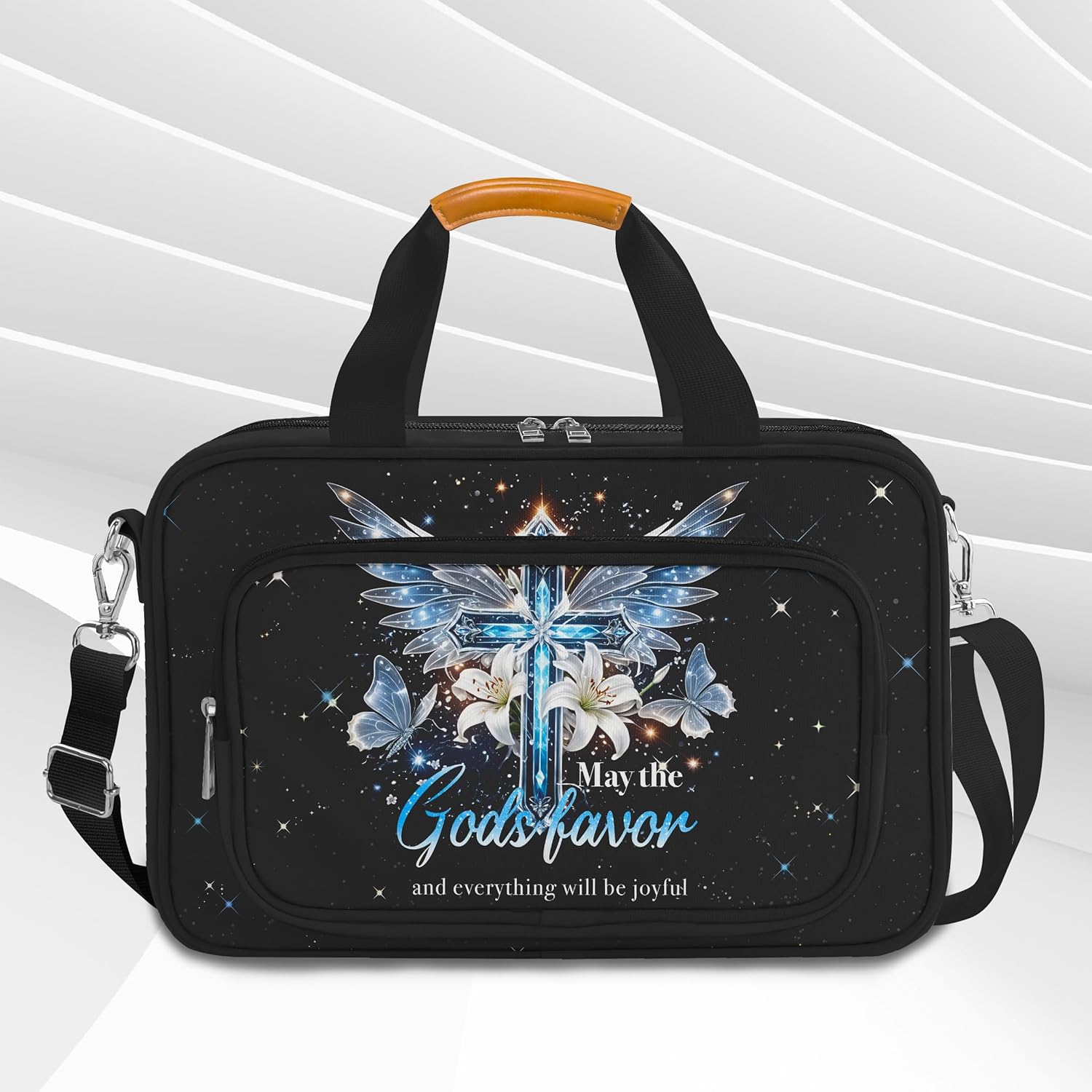 Bible Cover for Women Large Bible Cover Bible Carrier Bag for Women Organizer Cross Bible Study Supplies Journaling Kit Book Carrying Case with Bible Highlighters Shoulder Strap Christian Gifts - Image 7