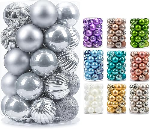 Miniatura 66 de AMS 2.36''/60mm 34ct Christmas Ball Large Ornaments Party Decorations Shatterproof Festival Pendant Hangings for Xmas Tree Decor (60mm, Purple)