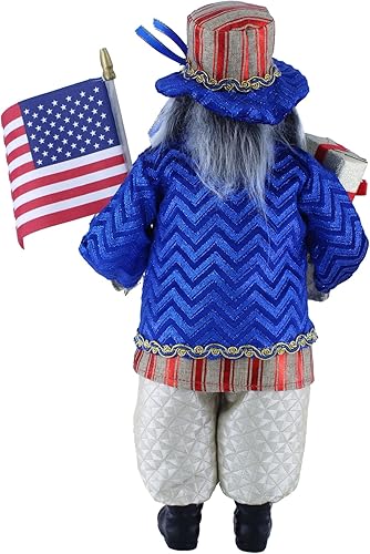 Miniatura 4 de Rojo, Blanco y Azul Americana Celebración Étnico Afroamericano Santa 16 "Pulgadas Santa Claus Figura De Pie Figura Decoración 163060A