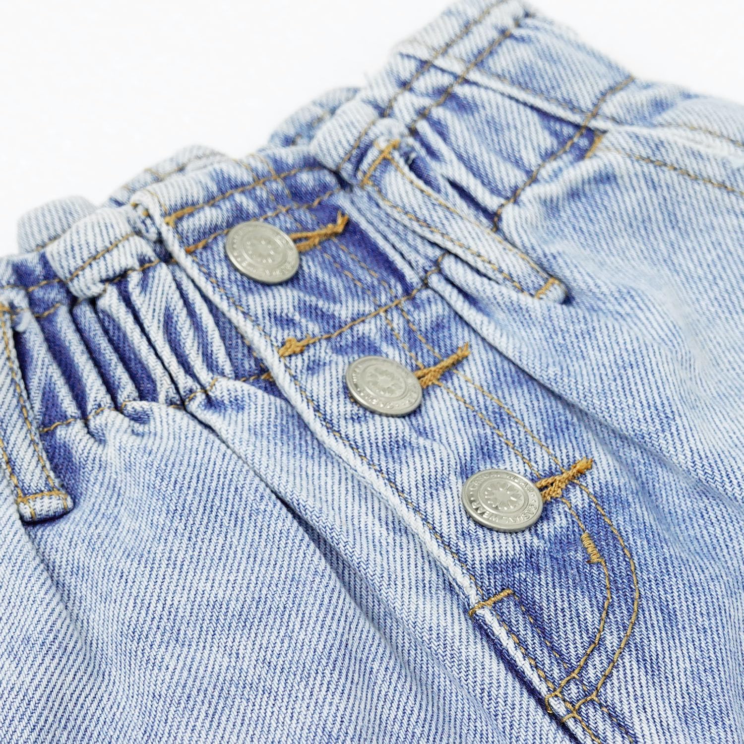 KIDSCOOL SPACE Baby Girls Jeans,Toddler Boy Elastic Waist with D-Ring Square-Shaped Pockets Straight Leg Denim Pants - Image 5