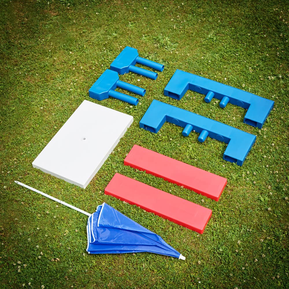 Spielwerk® Set Tavolo e 2 Panche per Bambini con Ombrellone da Giardino Sistema a Incastro in Plastica ABS Sedie Picnic Esterno Cameretta Interno Bimbi Giochi