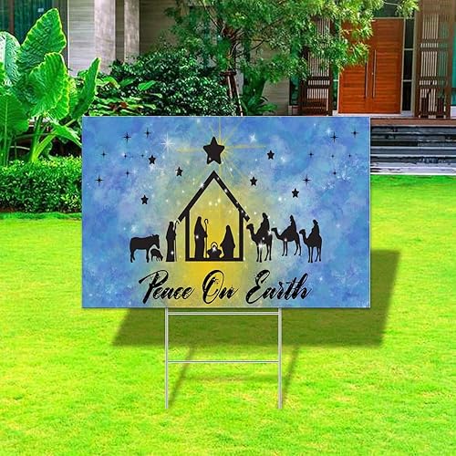 Peace On Earth Plastic Decorative Yard Sign with Metal H-Stakes