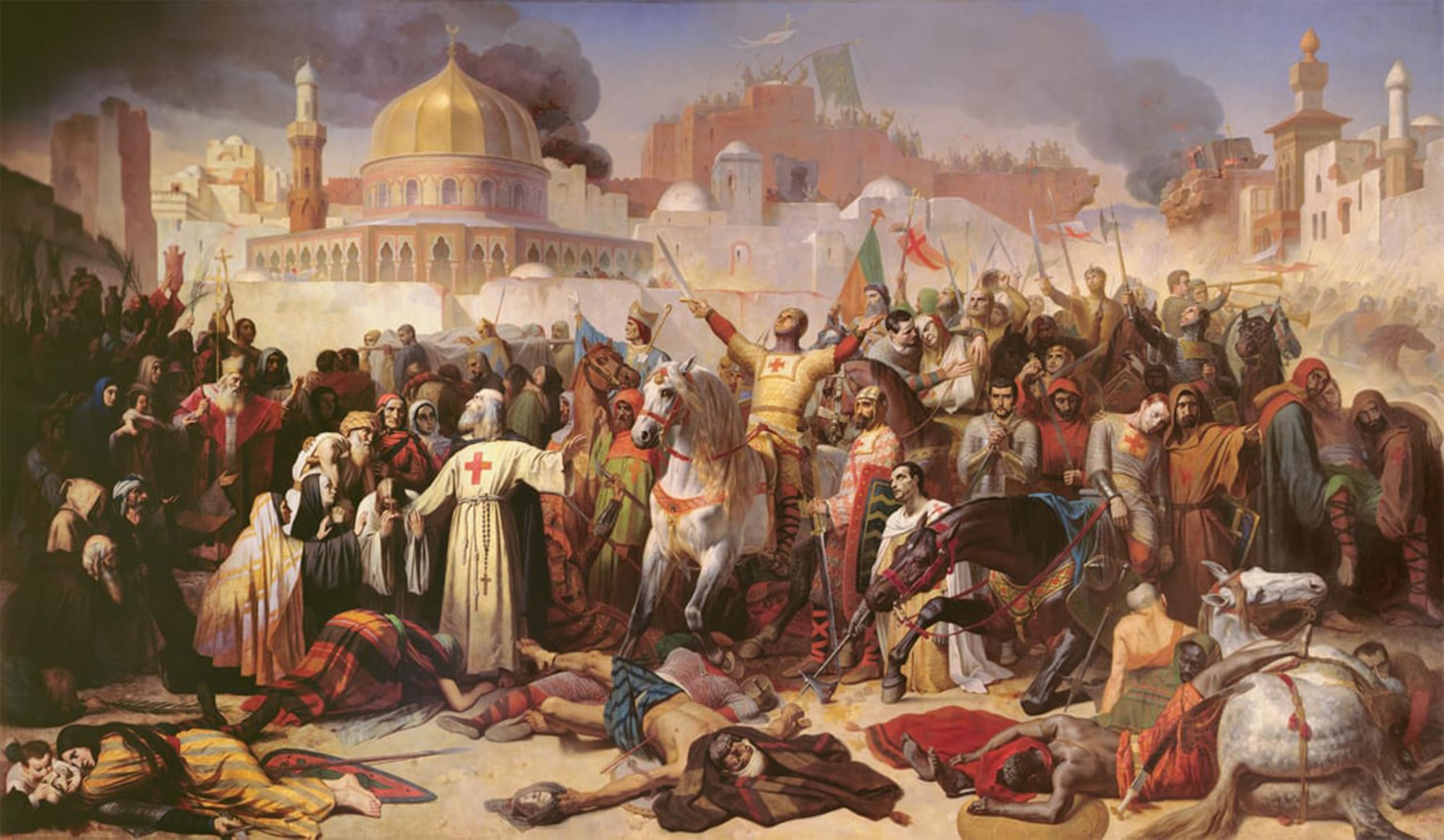ARTXLXXBN Famous Painting Canvas Artwork Graffiti Print Taking of Jerusalem by Emile Signol Portrait Canvas Image for Home Decor 60x90cm