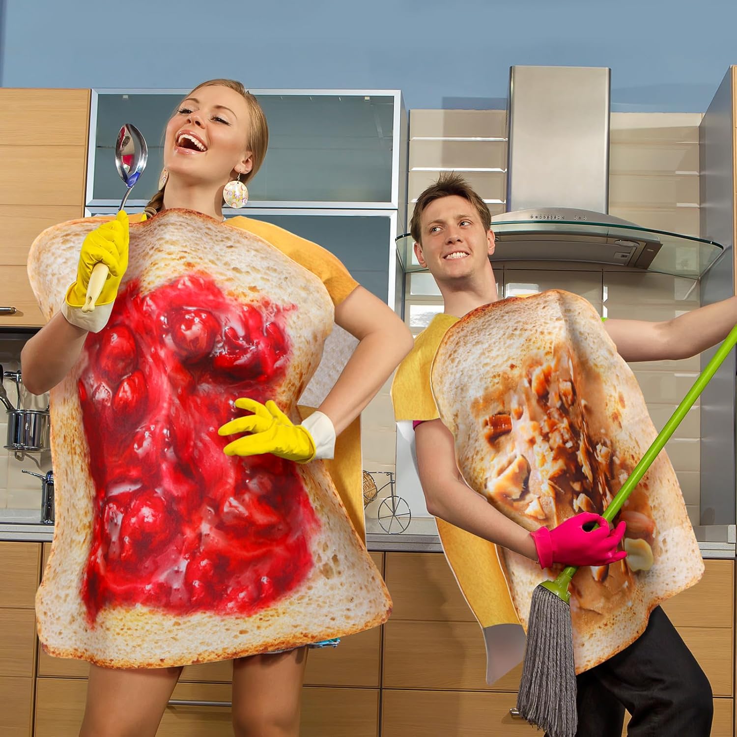 Liitrsh 2 Sets Couple Peanutbutter and Jelly Costume for Adults Funny Halloween Cosplay Food Costume Outfit for Halloween Party - Image 6