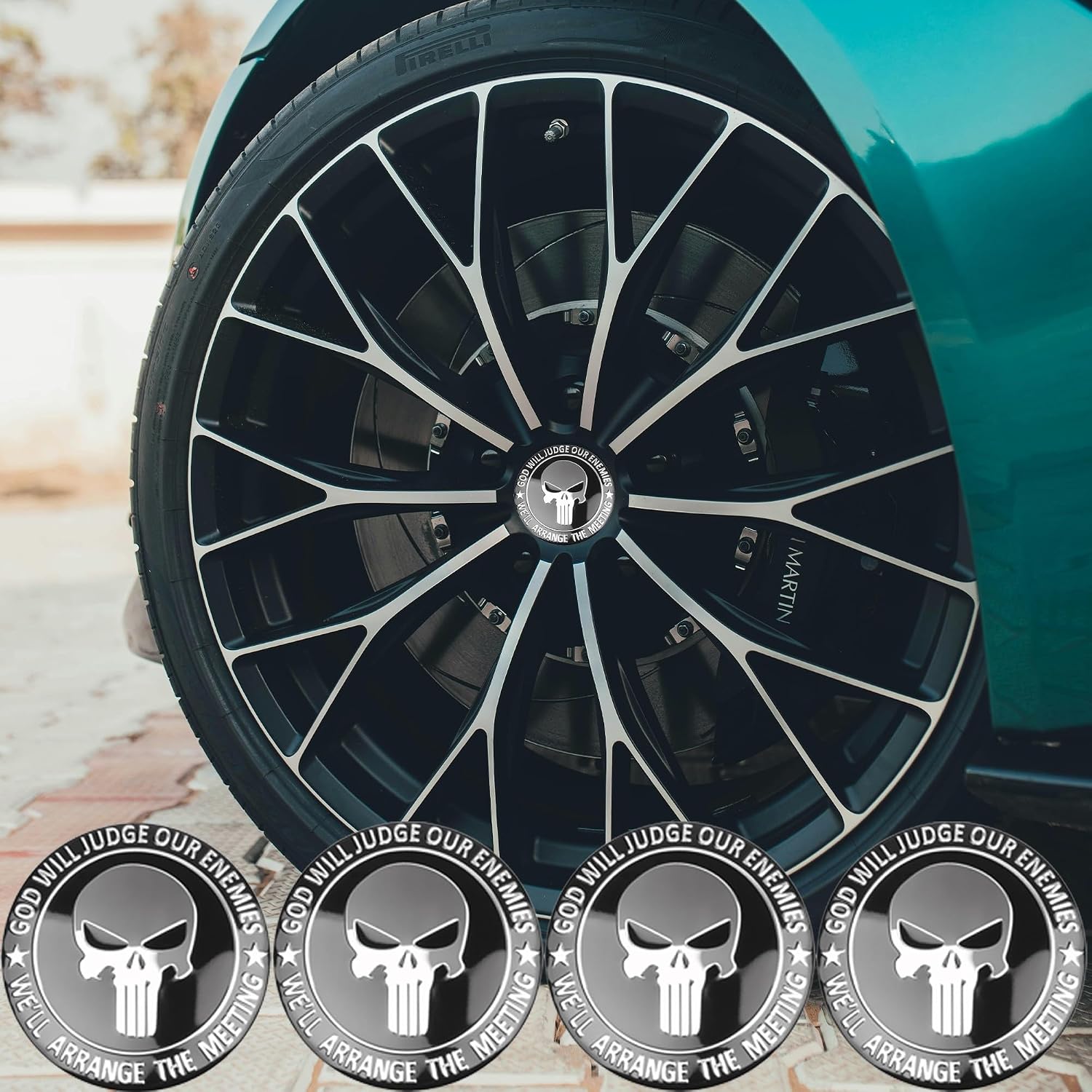 4 pcs Wheel Center Caps Skull Universal Wheel Center Cover Skull Wheel Center Hub Caps,Car Wheel Center Cap Kit,for 56 mm Hub Caps with Embedded Base,Rustproof,for Car SUV