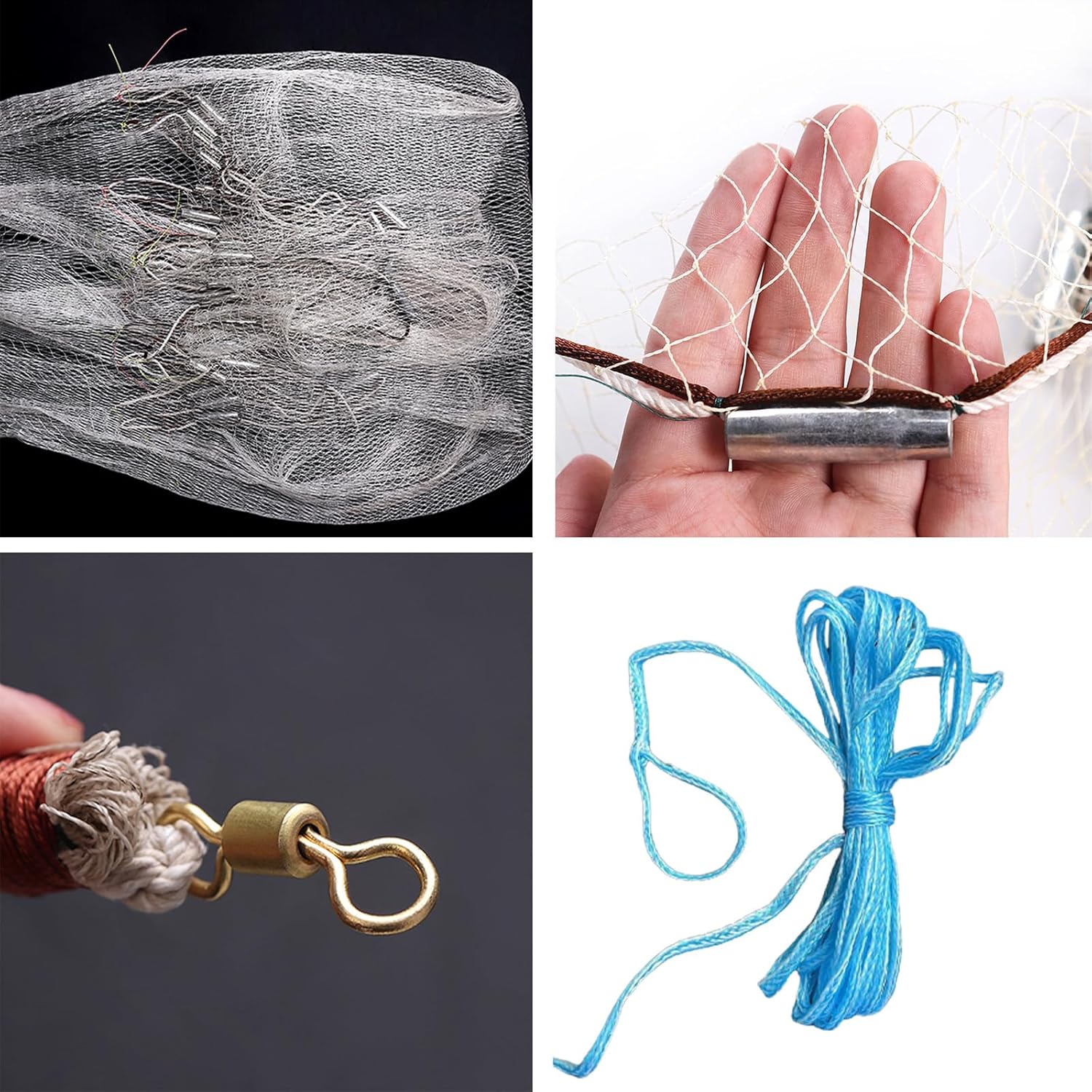 Fishing Net Cast Nets for Fishing Easy Throw Casting Net Handmade Nylon Cast Net 8Ft/10Ft/11Ft/13Ft Height with Heavy Duty Iron Sinker