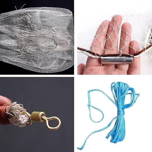 Miniatura 4 de Red de pesca para pesca fácil de lanzar, red de fundición hecha a mano, red de nailon fundido de 8 pies/10 pies/11 pies/13 pies de altura con