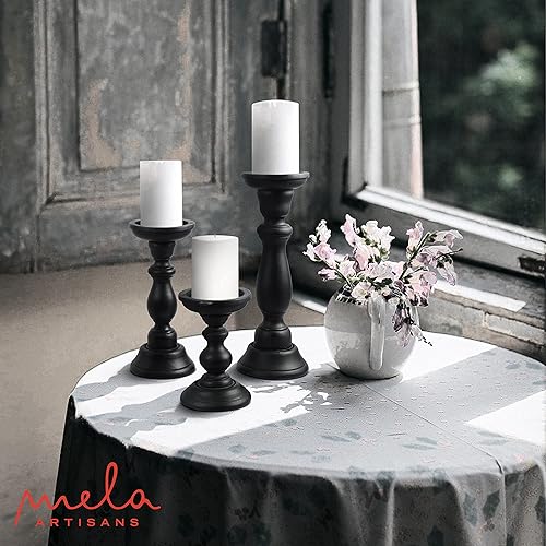 Miniatura 7 de Portavelas "Willow" para velas de pilar (azul ópalo, juego de 3), portavelas de madera de mango, portavelas de madera de granja, soporte de velas