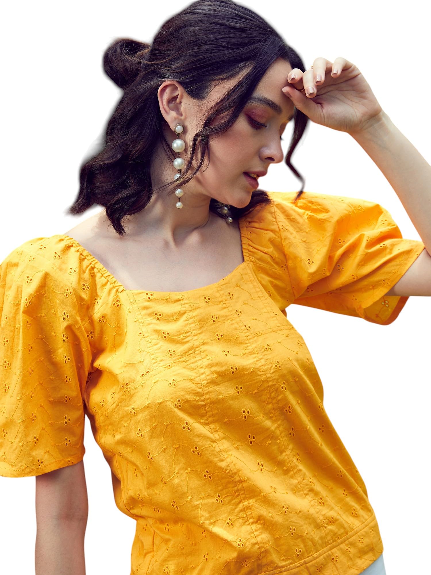 SASSAFRAS Women's Solid Regular Fit Tops-image-6