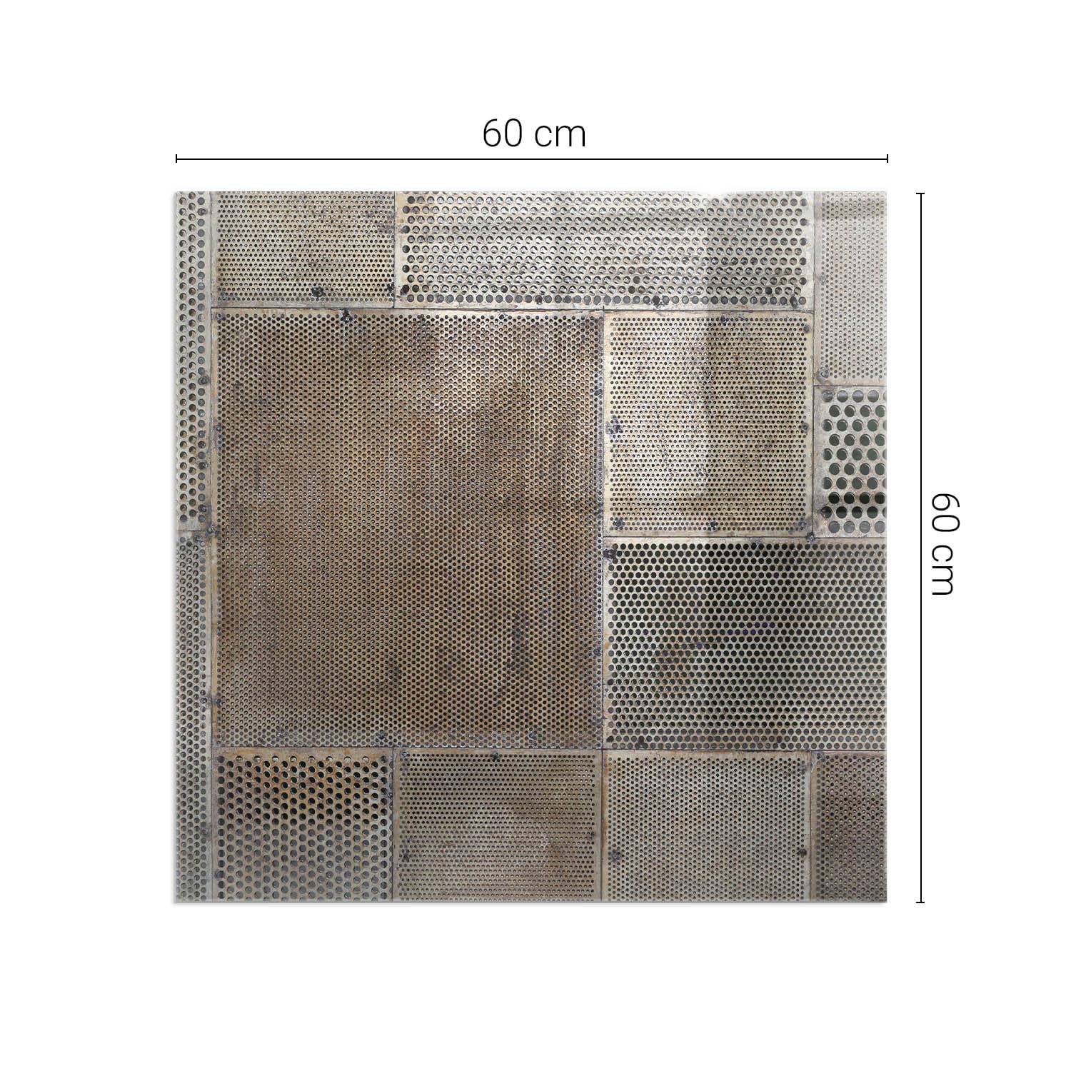 Piastra per camino e stufa 60x60 cm Resistente alle Alte Temperature Resistente a Scintille Design Elegante Protezione del Pavimento di Vetro Temperato Quadrato - Modello di lamiera forata